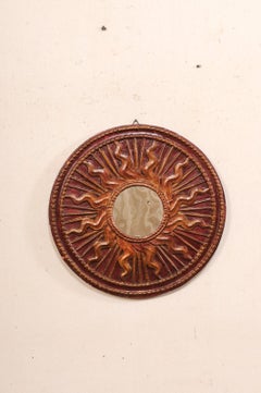 19th C. Italian Carved-Wood Blazing Sun Ray Mirror Decoration, 2 Ft Diameter