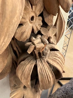 19th C. Italian Carved Wood Wall Sculpture of Fruits & Flowers