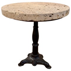 19th C. Italian Cast Iron Table w/ 2 1/2 Inch Coral Stone Top
