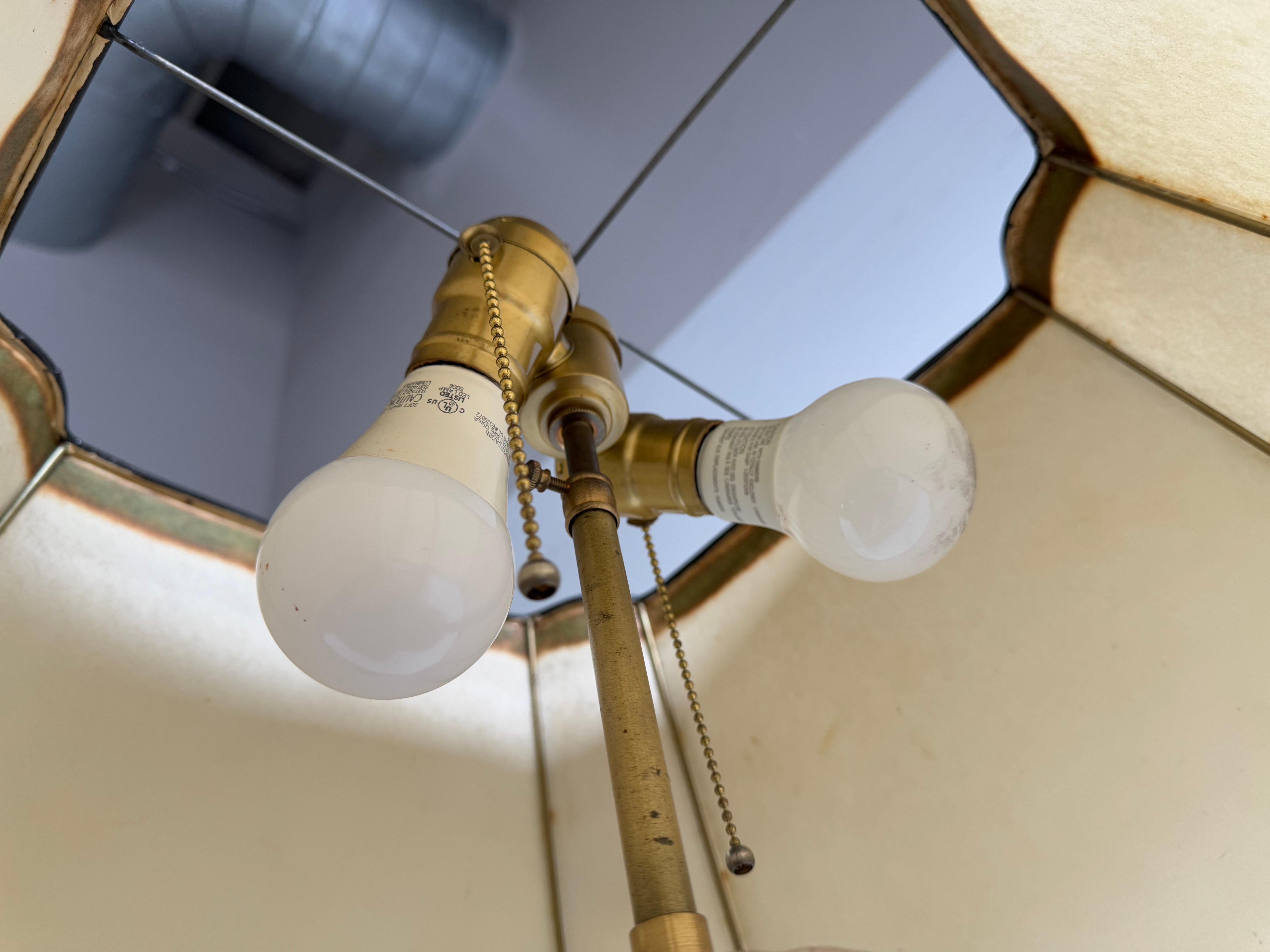 19th C. Italian Column Lamp w/ Parchment Shade For Sale 5