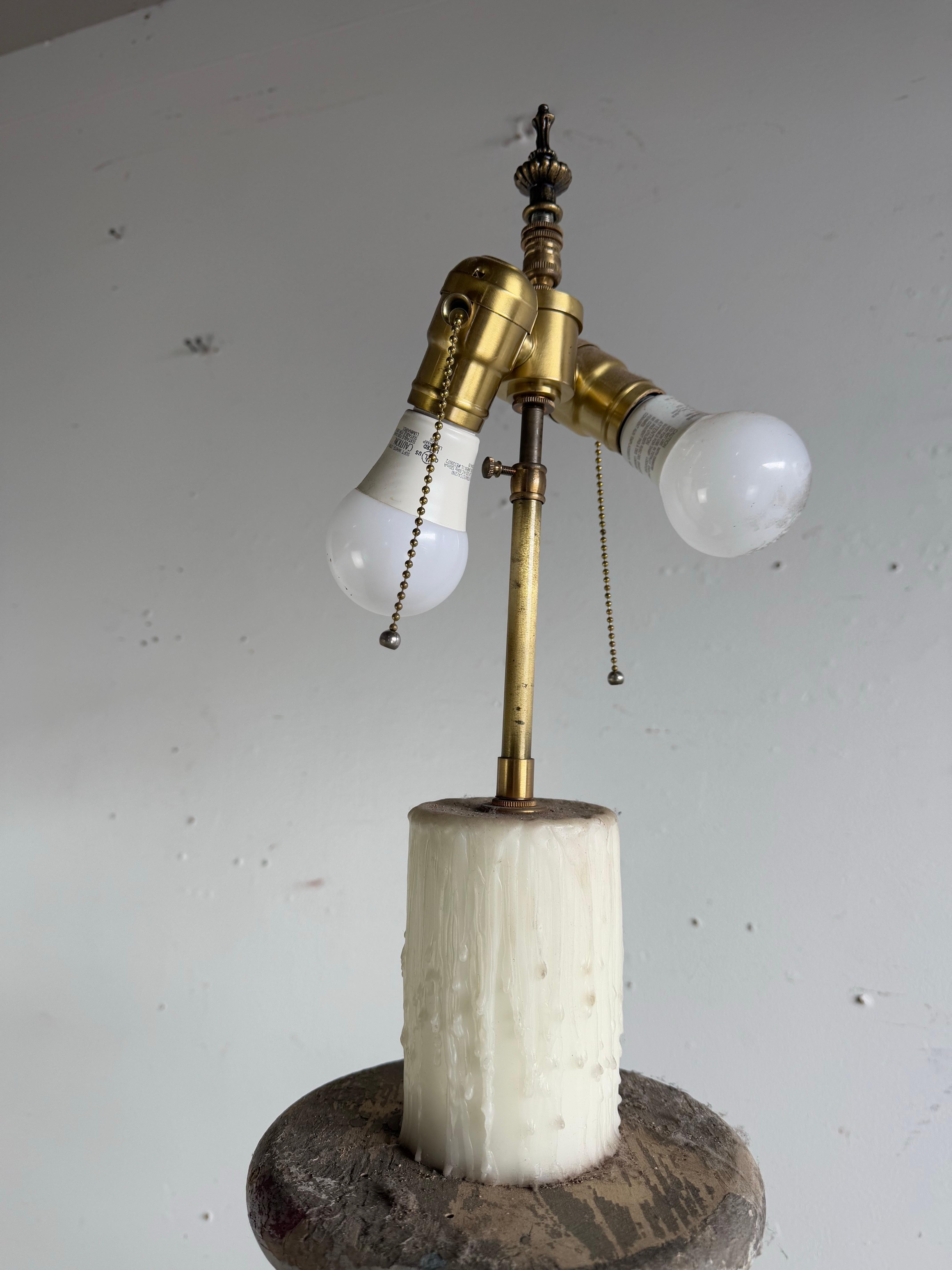19th C. Italian Column Lamp w/ Parchment Shade For Sale 7