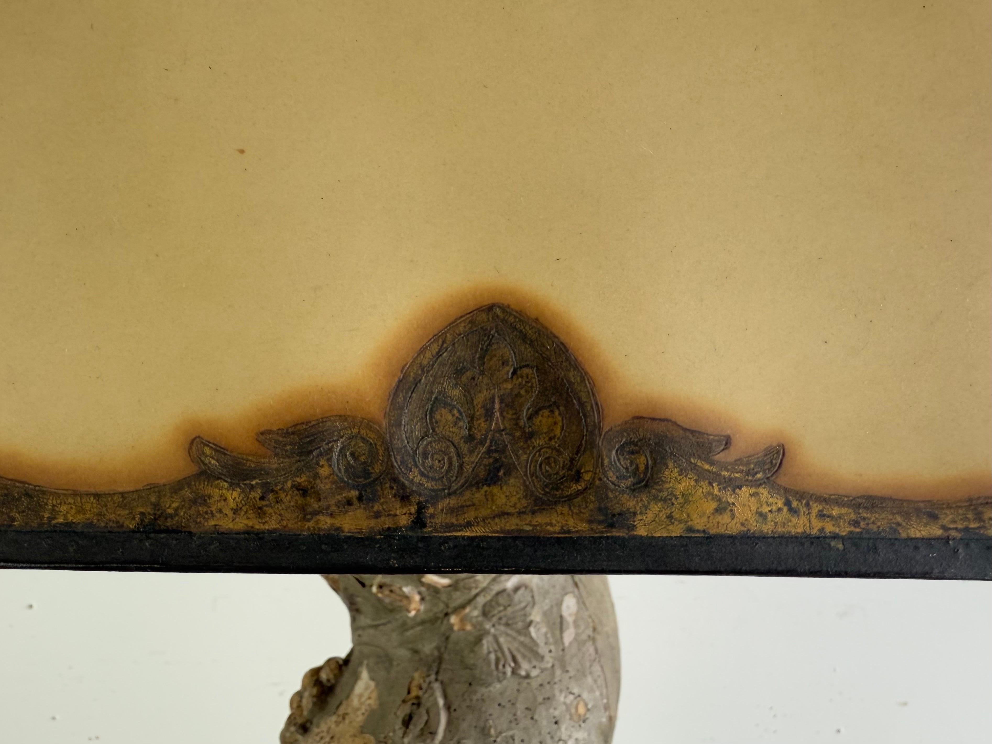 Papier parchemin A.I.C. Column Lamp w/ Parchment Shade (lampe à colonne italienne du 19ème siècle avec abat-jour en parchemin) en vente
