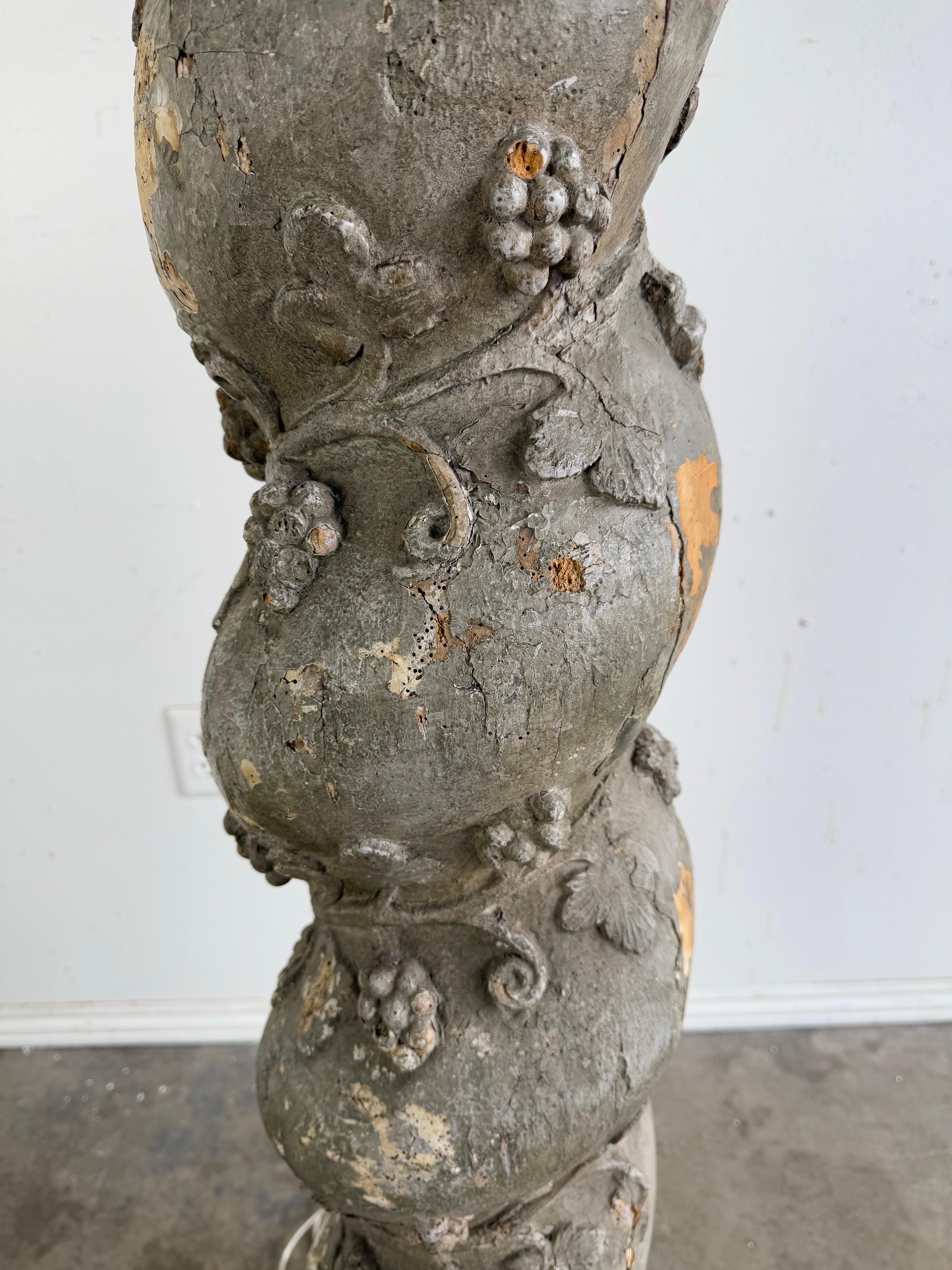 19th C. Italian Column Lamp w/ Parchment Shade For Sale 2