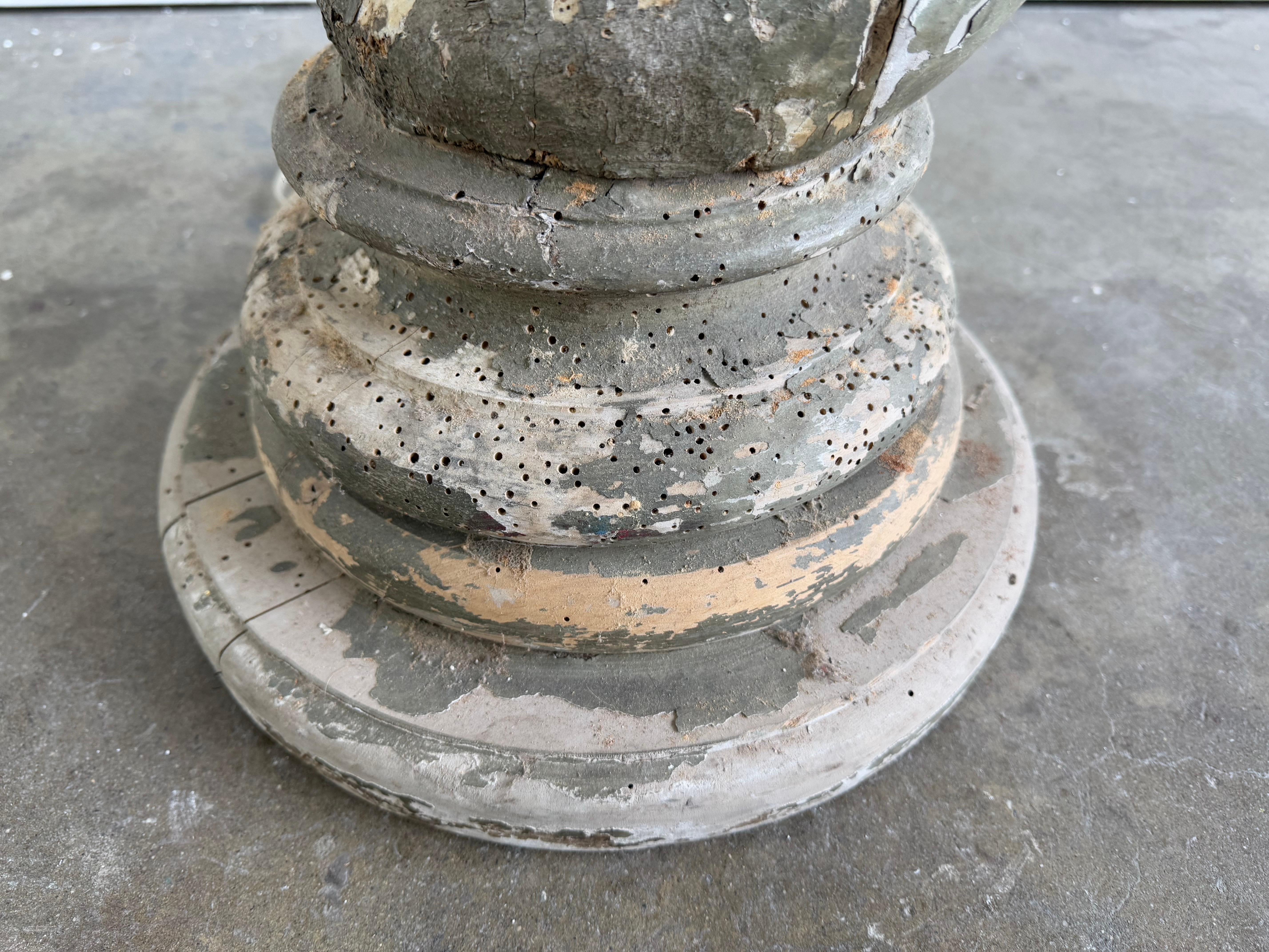 19th C. Italian Column Lamp w/ Parchment Shade For Sale 3