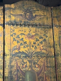 19th c. Italian Embossed Leather 5 Panel Screen
