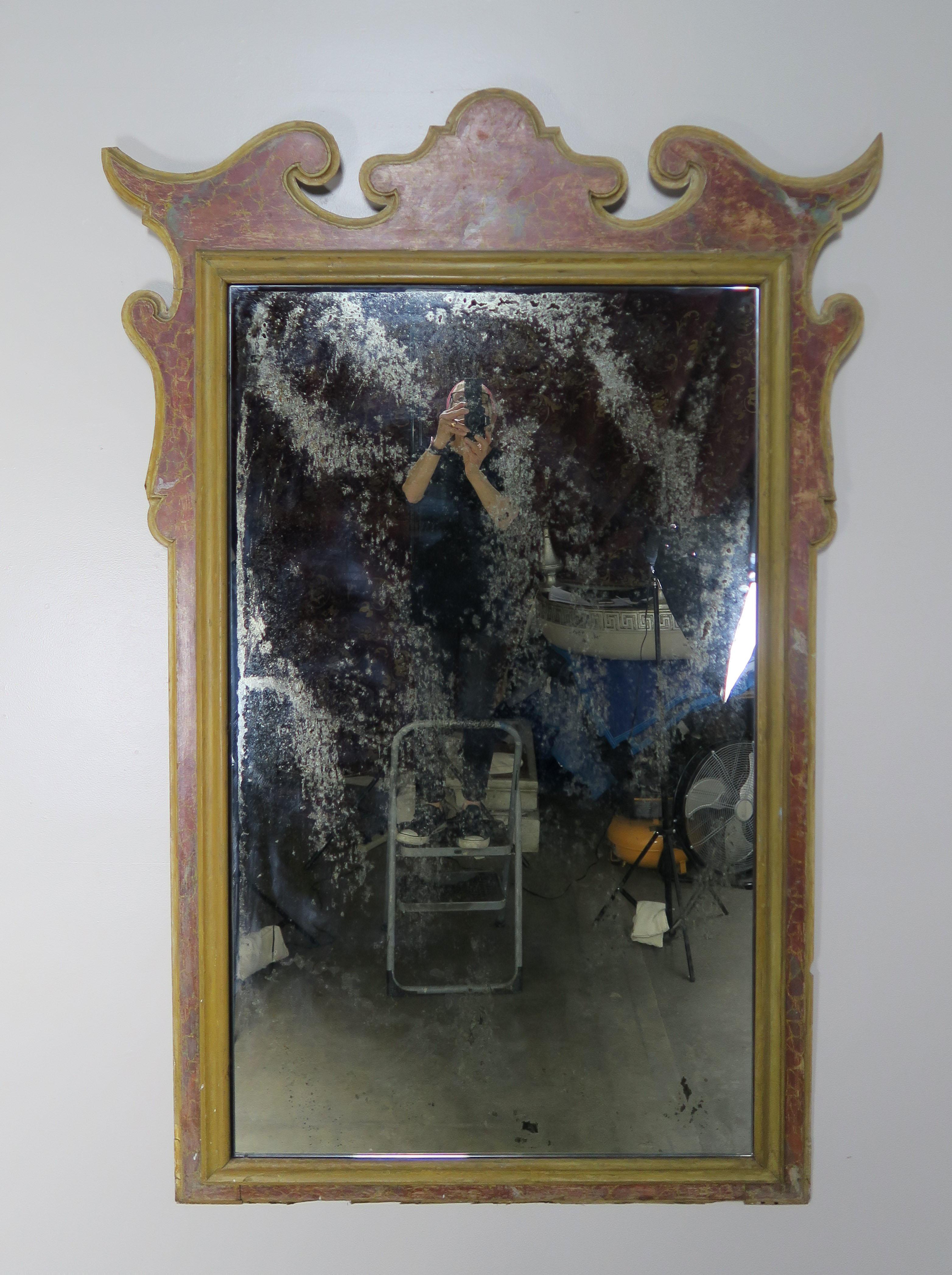 19th Century Italian Faux Marble Painted Mirror For Sale 5