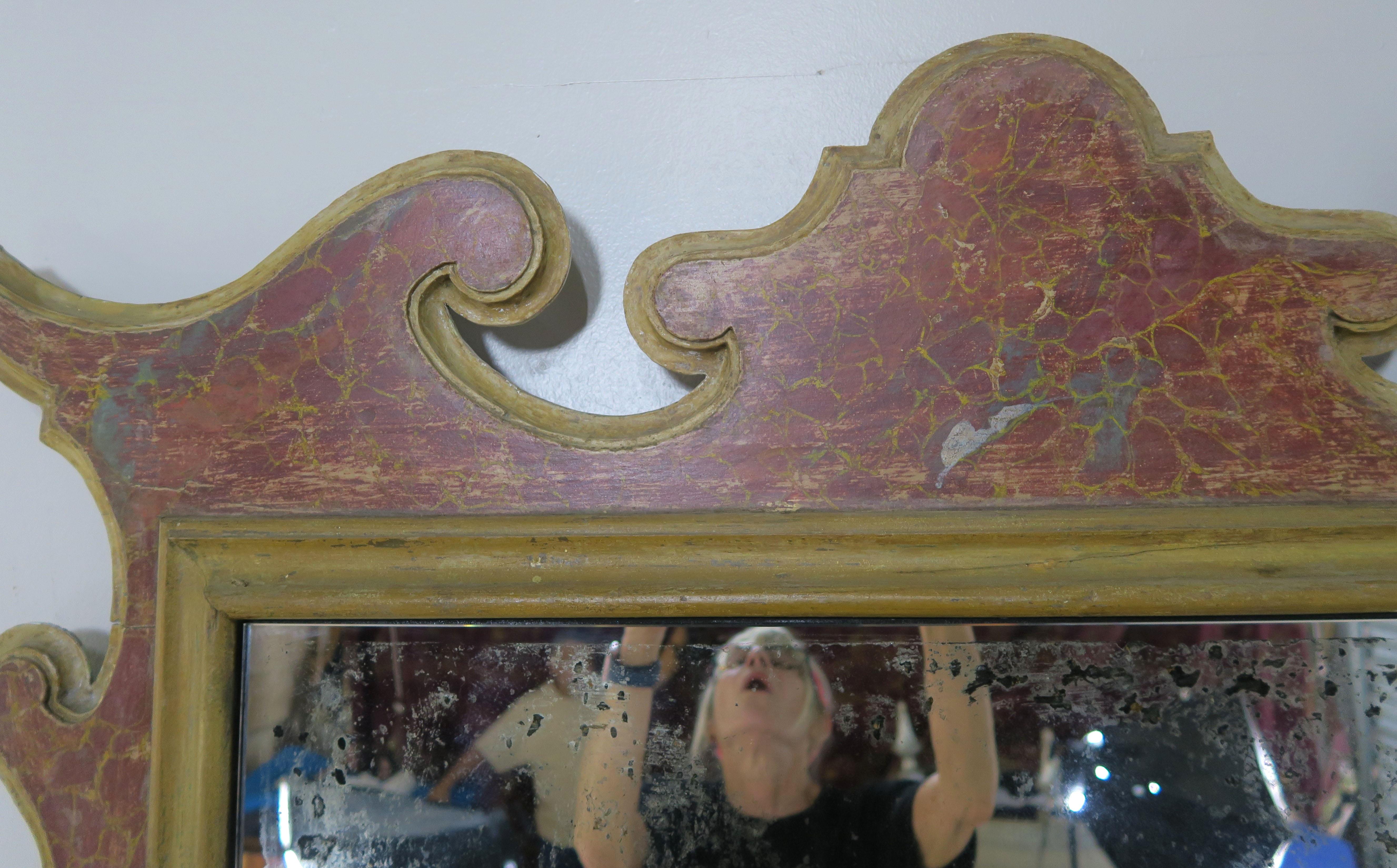 Baroque 19th Century Italian Faux Marble Painted Mirror For Sale