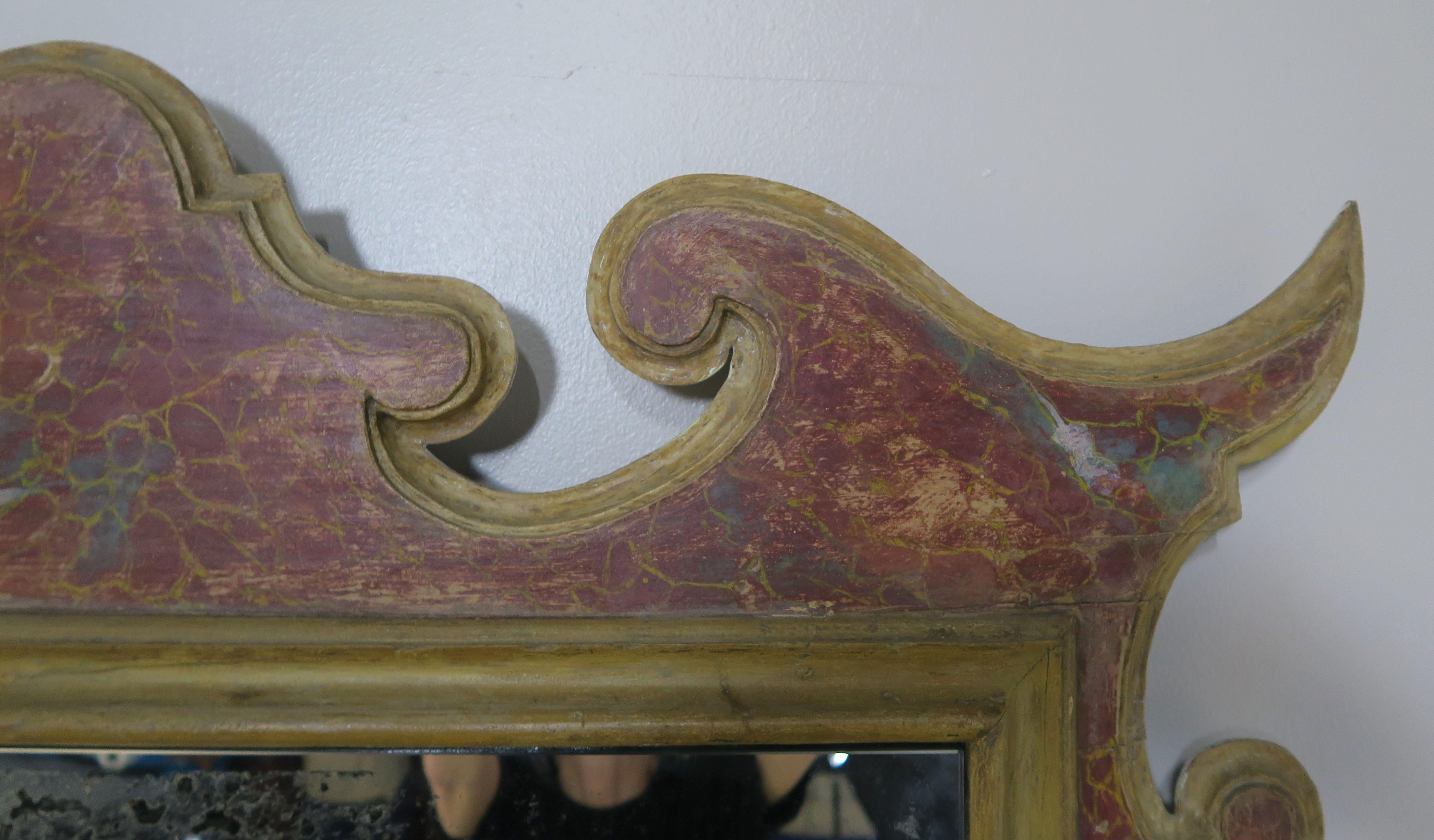 Hand-Painted 19th Century Italian Faux Marble Painted Mirror For Sale