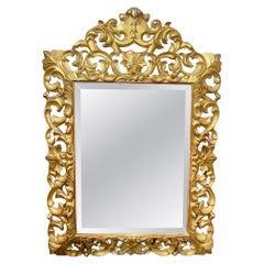 19th c. Italian Florentine Carved Giltwood Mirror