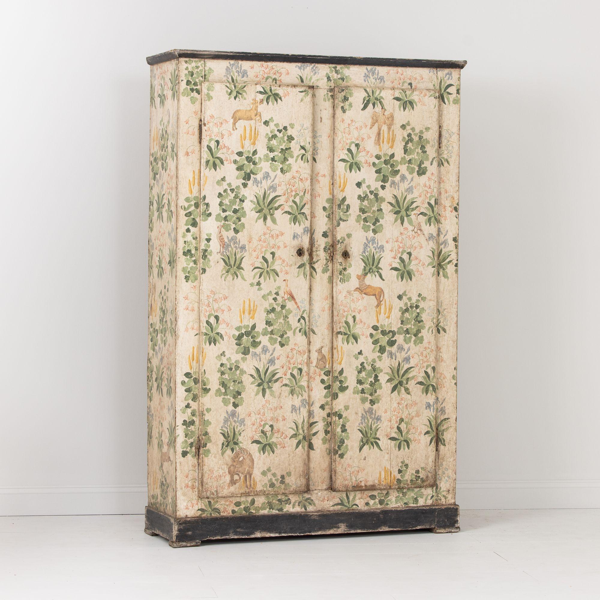 19th c. Italian Florentine Hand-Painted Armoire Cabinet 5