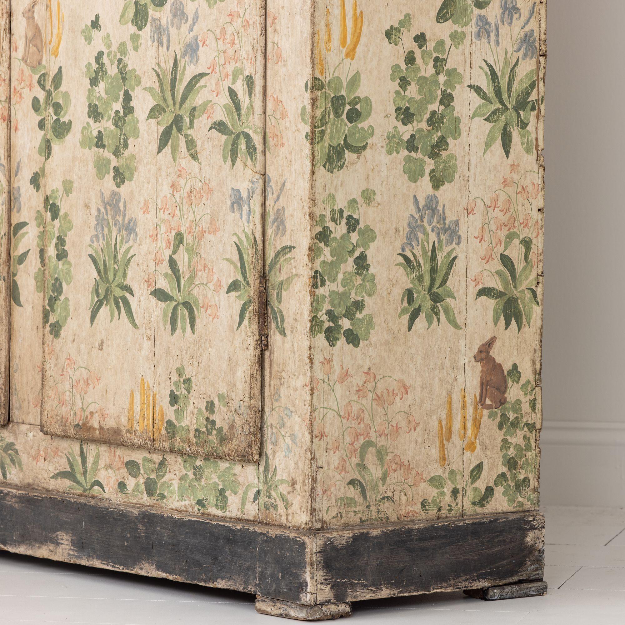 19th c. Italian Florentine Hand-Painted Armoire Cabinet 7