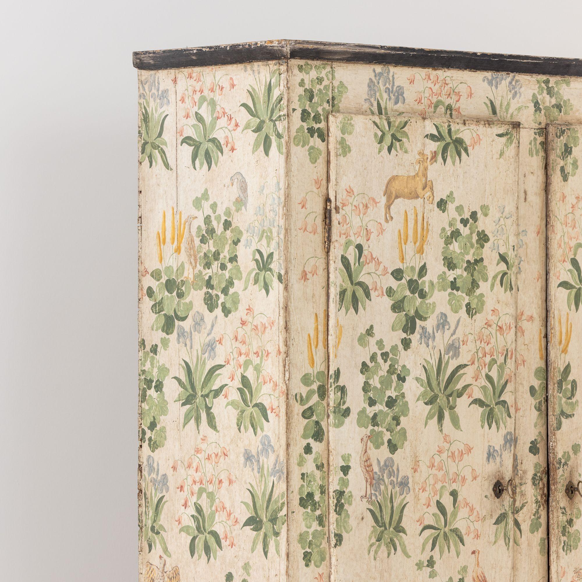 19th c. Italian Florentine Hand-Painted Armoire Cabinet 9