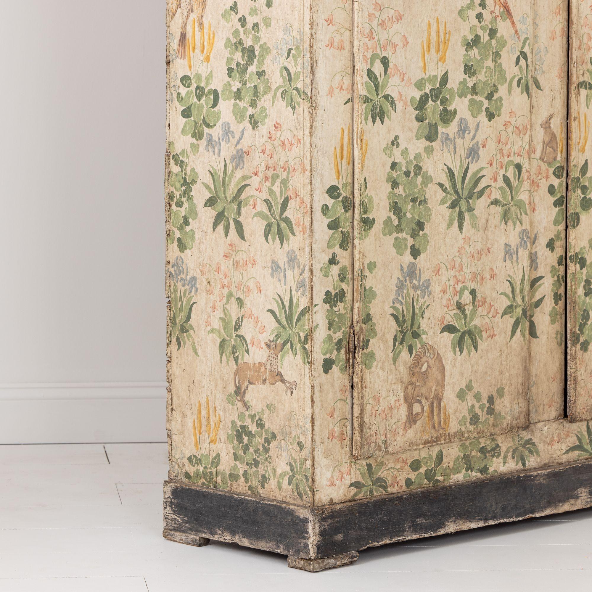 19th c. Italian Florentine Hand-Painted Armoire Cabinet 11