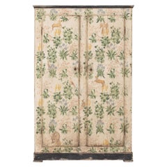 19th c. Italian Florentine Hand-Painted Armoire Cabinet