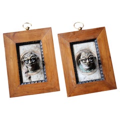 Retratos funerarios italianos de mármol y bronce del siglo XIX, marido y mujer Memento Mori