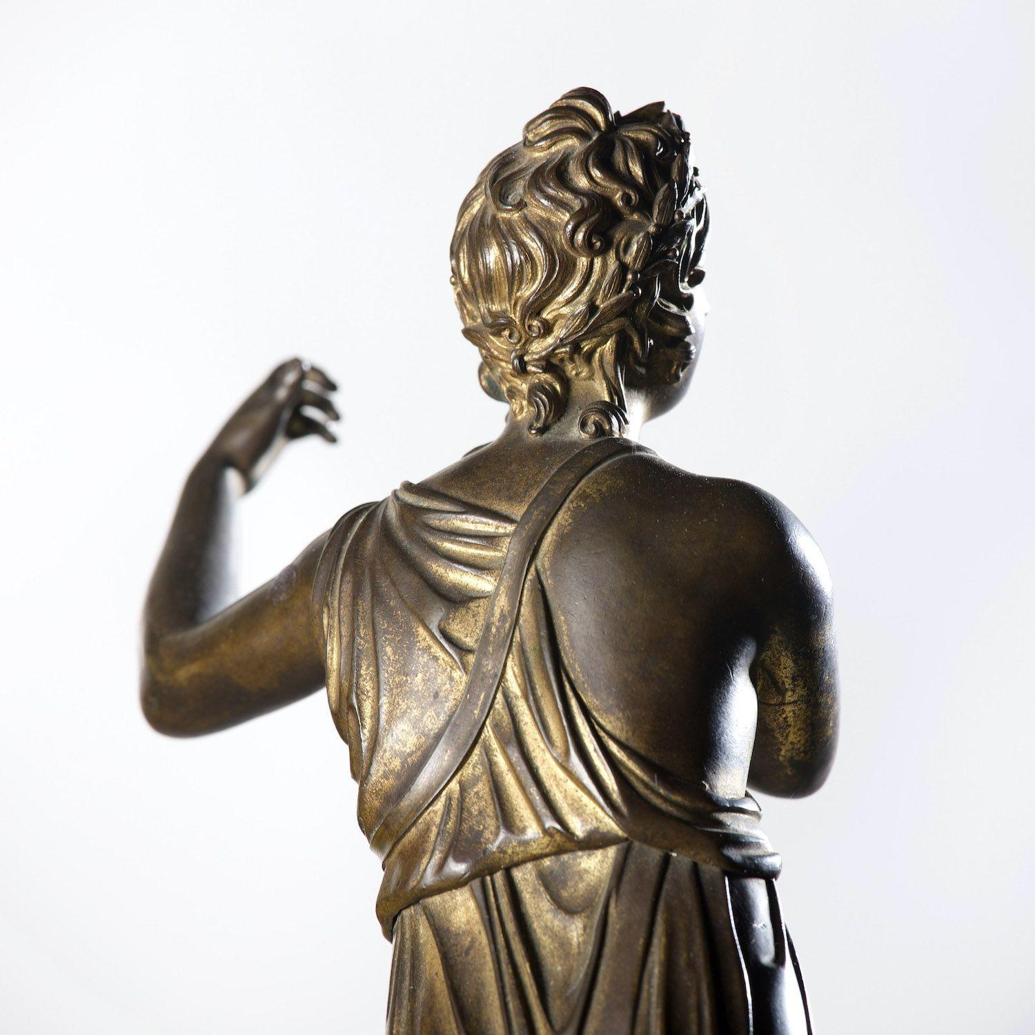 19th c. Italian Gilt Bronze Apollo Figure on Alabaster Base For Sale 4