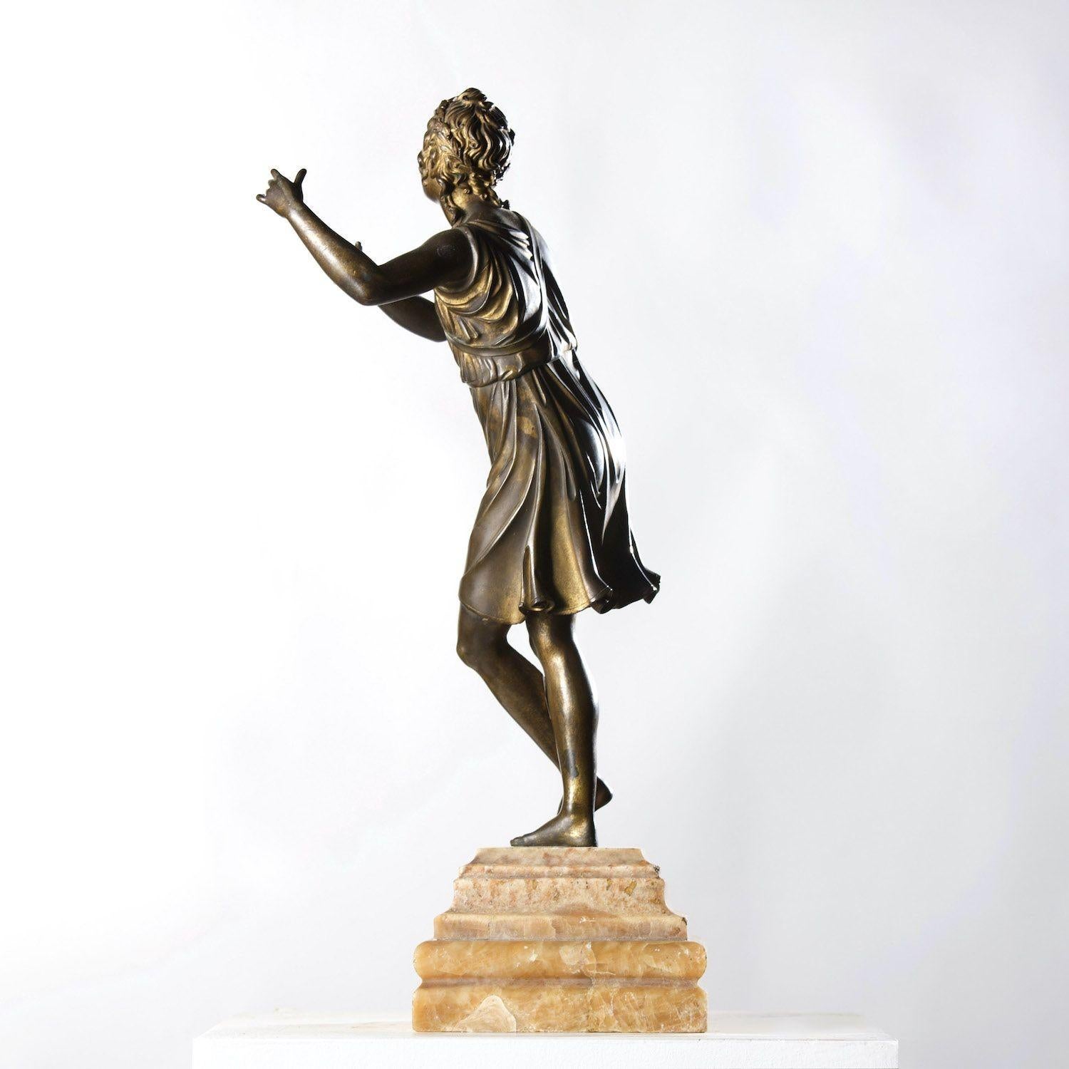 19th c. Italian Gilt Bronze Apollo Figure on Alabaster Base For Sale 5