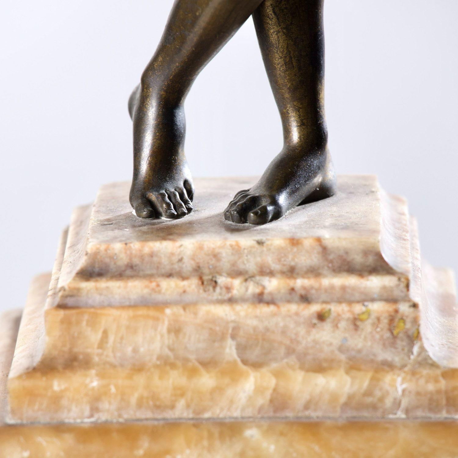 19th Century 19th c. Italian Gilt Bronze Apollo Figure on Alabaster Base For Sale