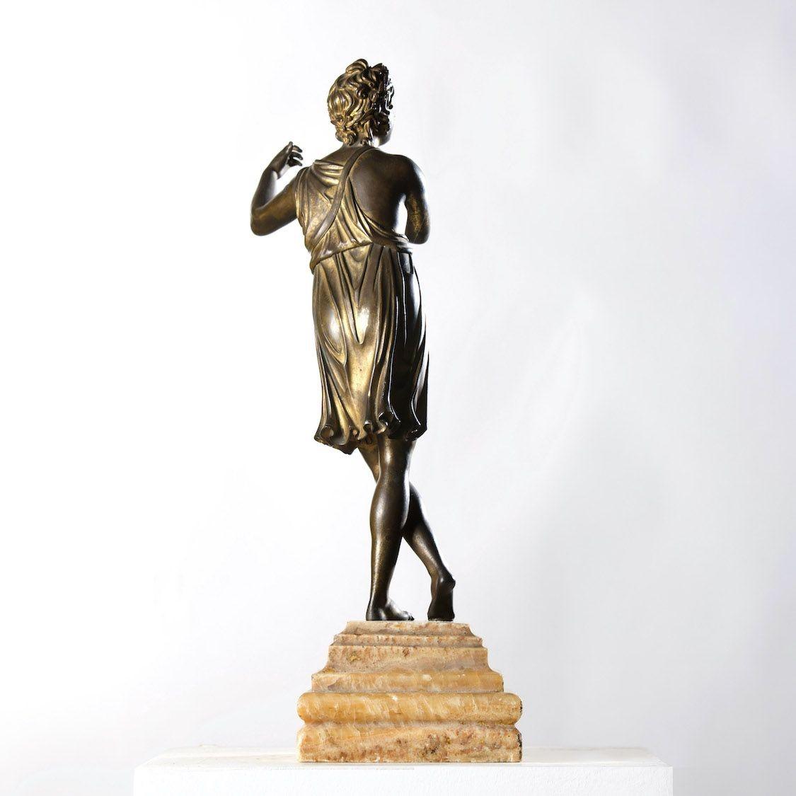 19th c. Italian Gilt Bronze Apollo Figure on Alabaster Base For Sale 3