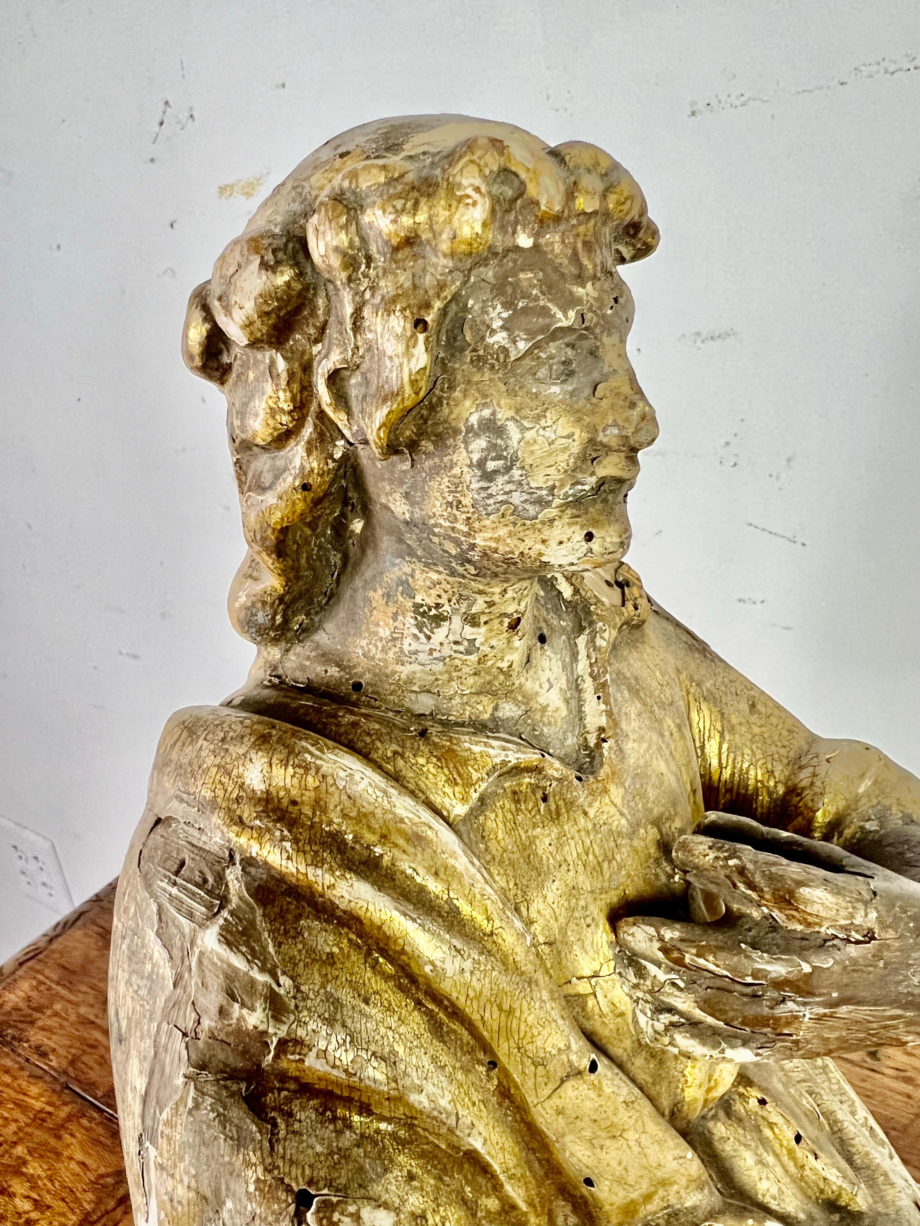 19th C. Italian Gilt Wood Figure on Lucite Base 4