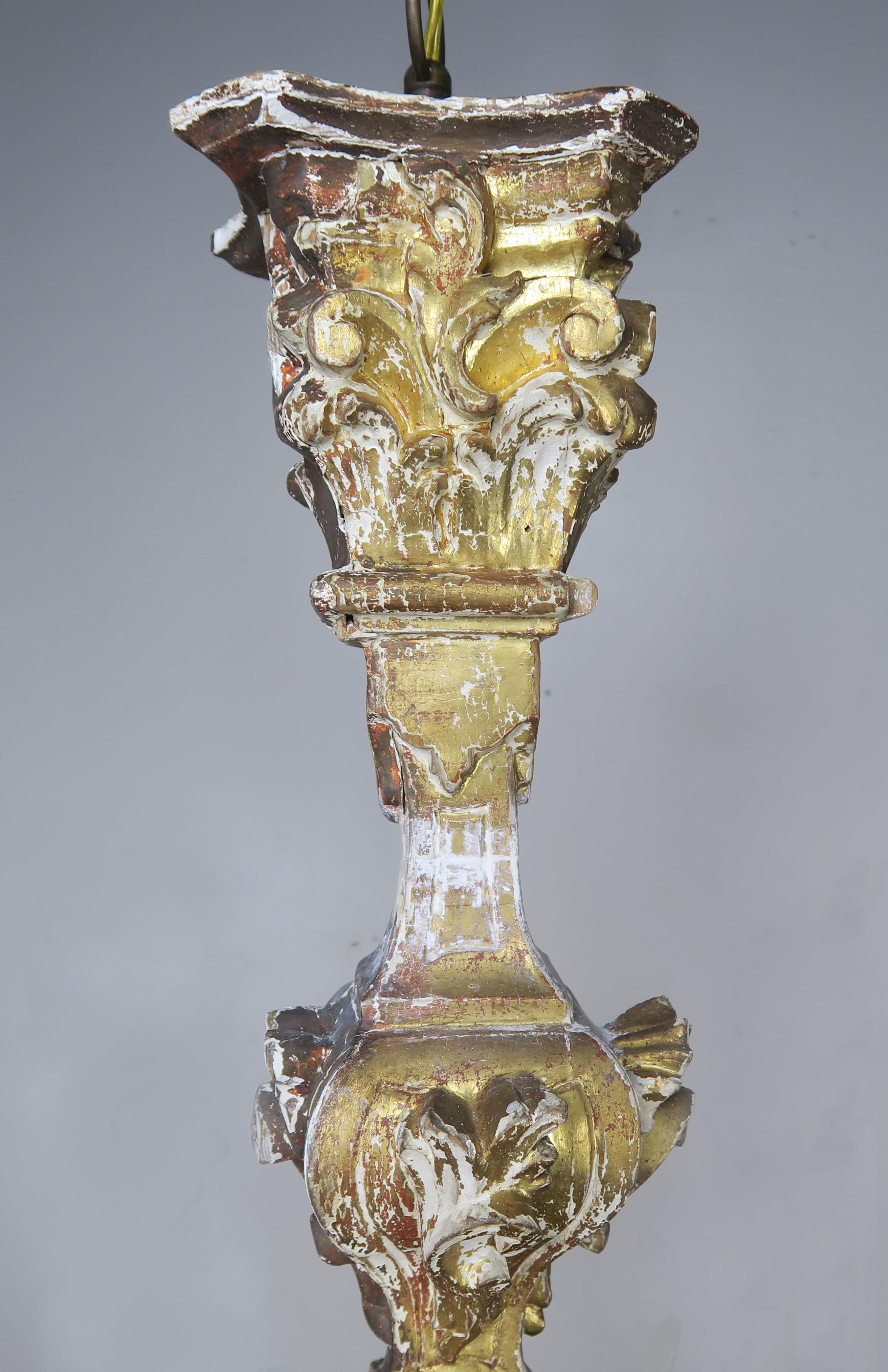 19th Century Italian Giltwood and Painted Chandelier 4