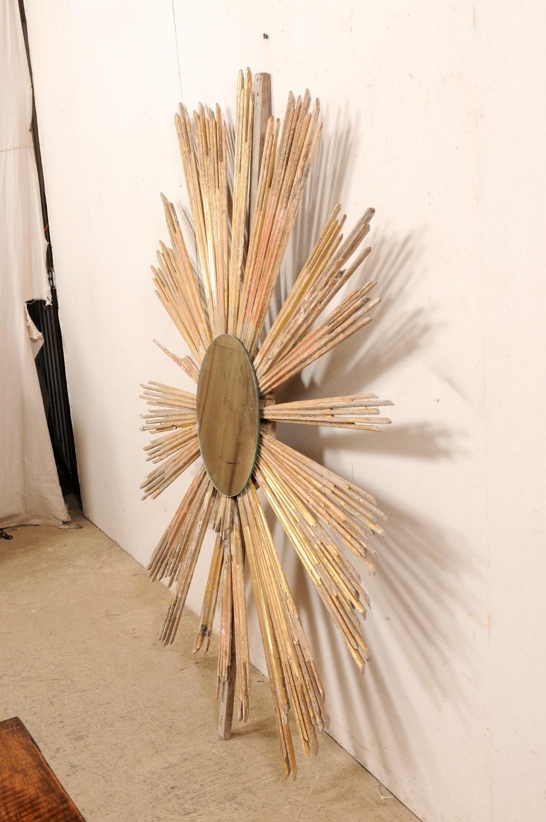19. Jahrhundert Italienisch Giltwood Sunburst W/Spiegel Zentrum im Angebot 4