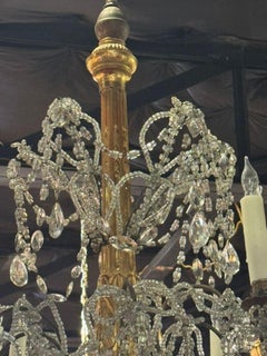 19th c. Italian Giltwood and Crystal Chandelier from Genoa