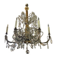 19th c. Italian Giltwood and Crystal Chandelier from Genoa