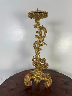 19th Century Italian Giltwood Candlestick in Baroque Style