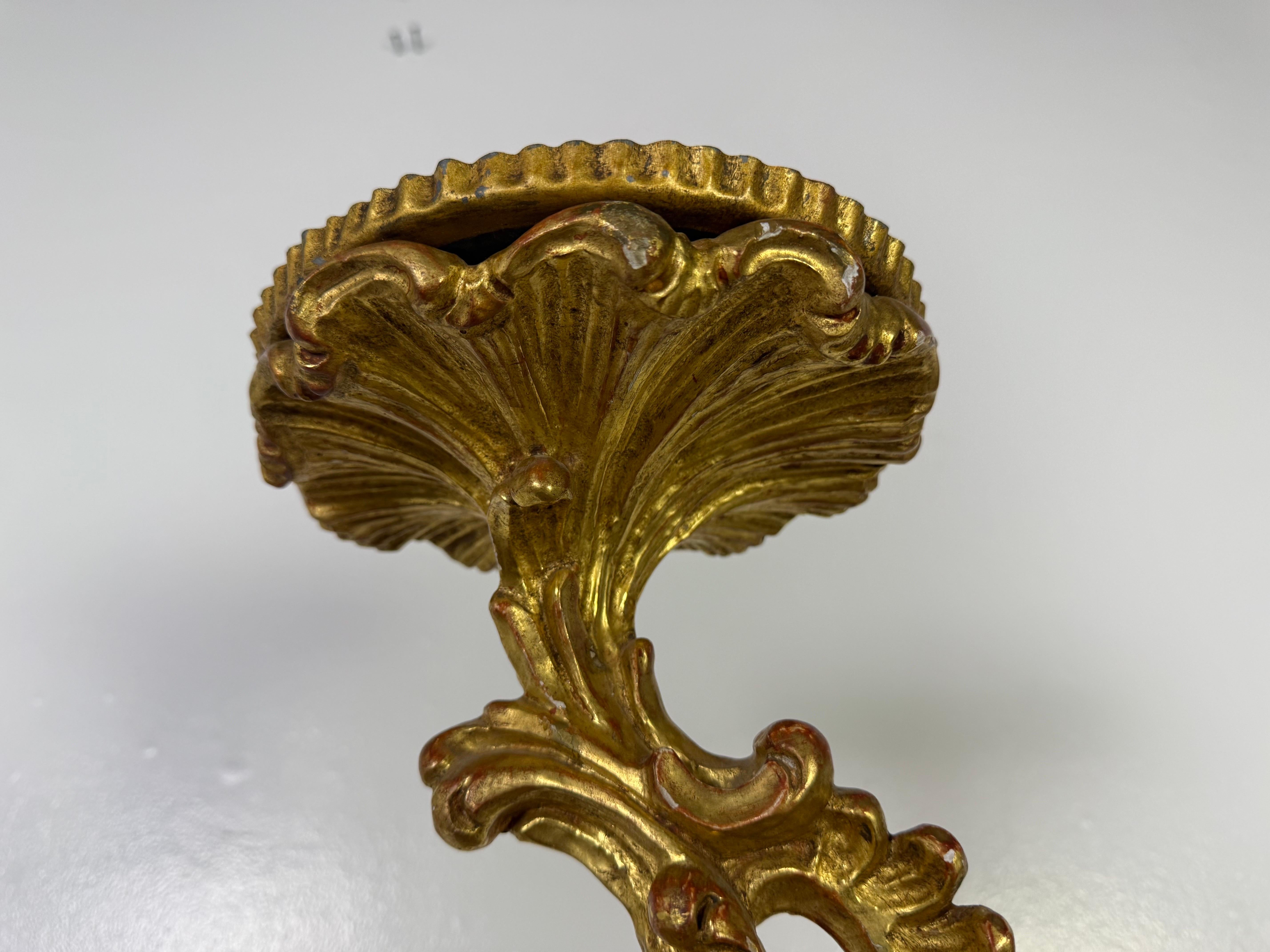 19th Century 19th C. Italian Giltwood Candlestick For Sale