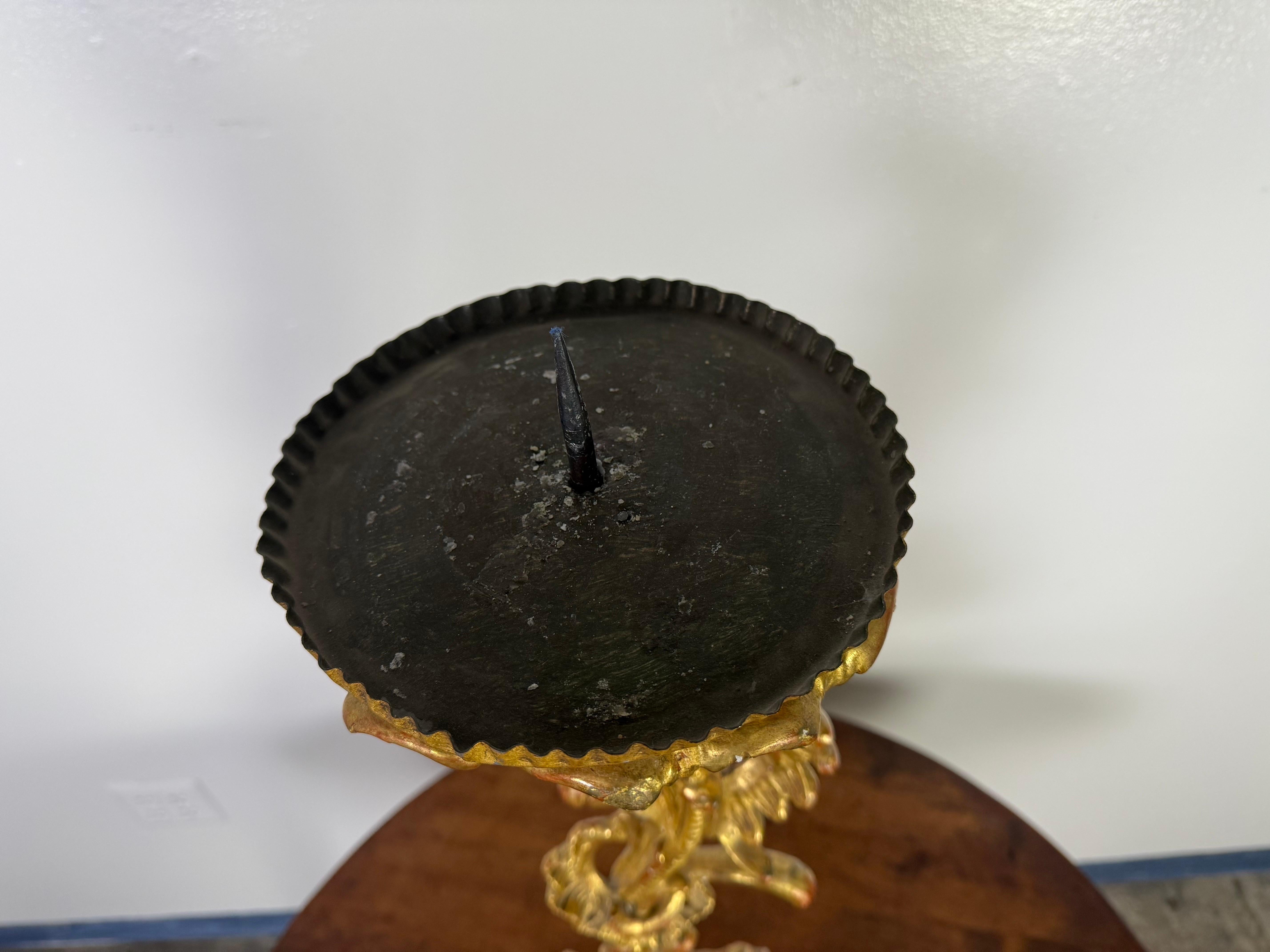 19th C. Italian Giltwood Candlestick For Sale 1