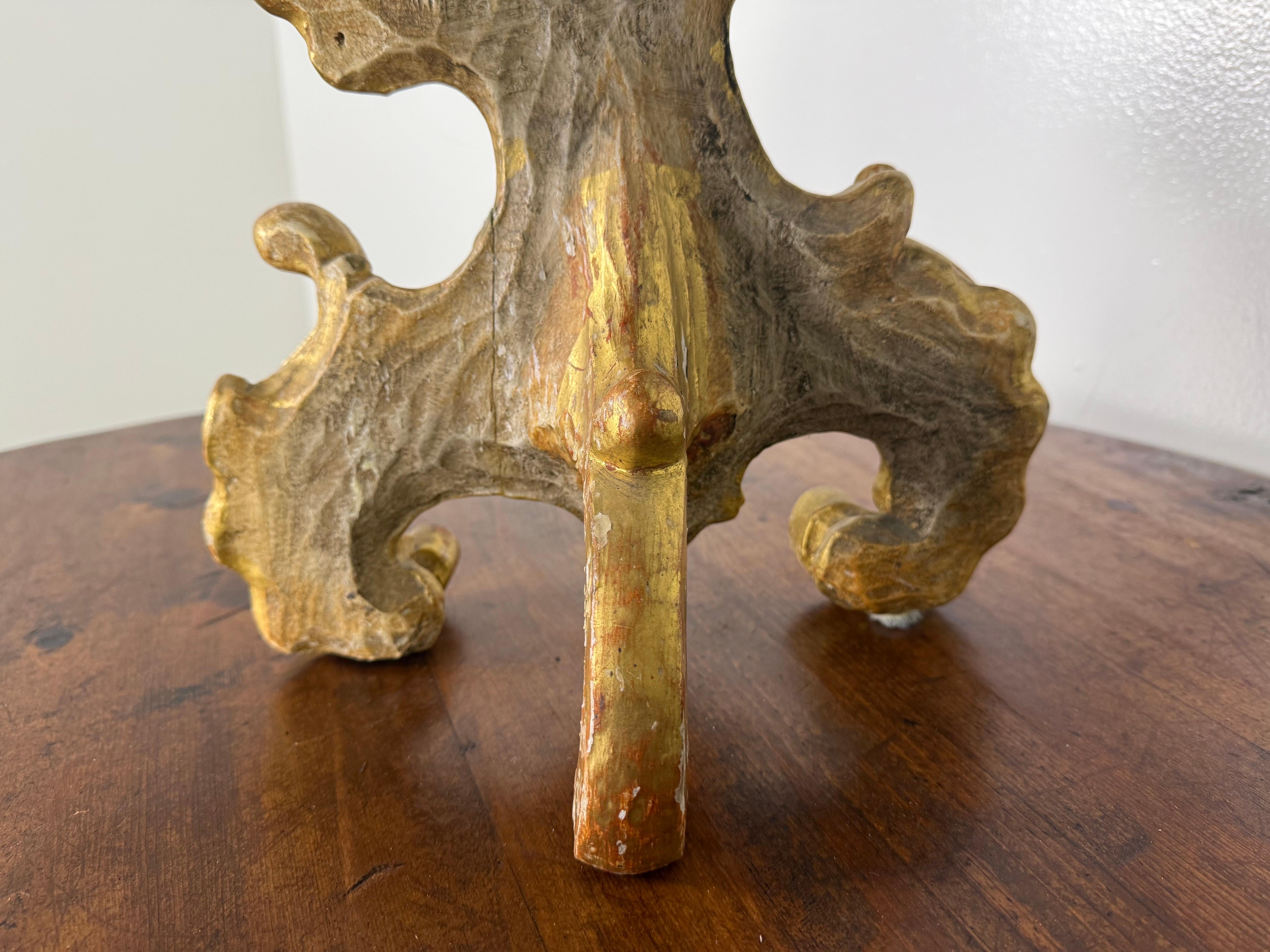 19th C. Italian Giltwood Candlestick For Sale 3