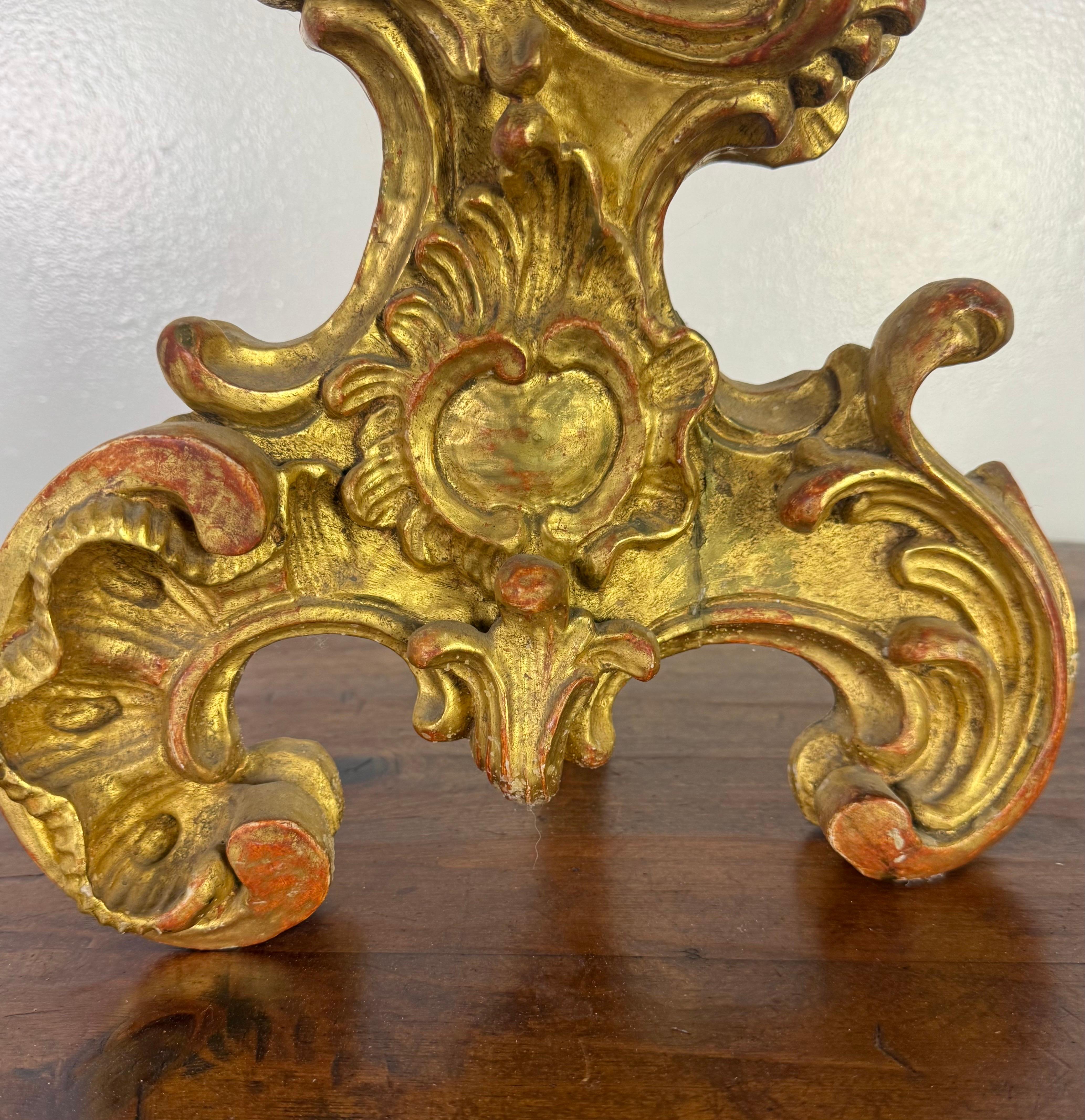 19th C. Italian Giltwood Candlestick For Sale 4
