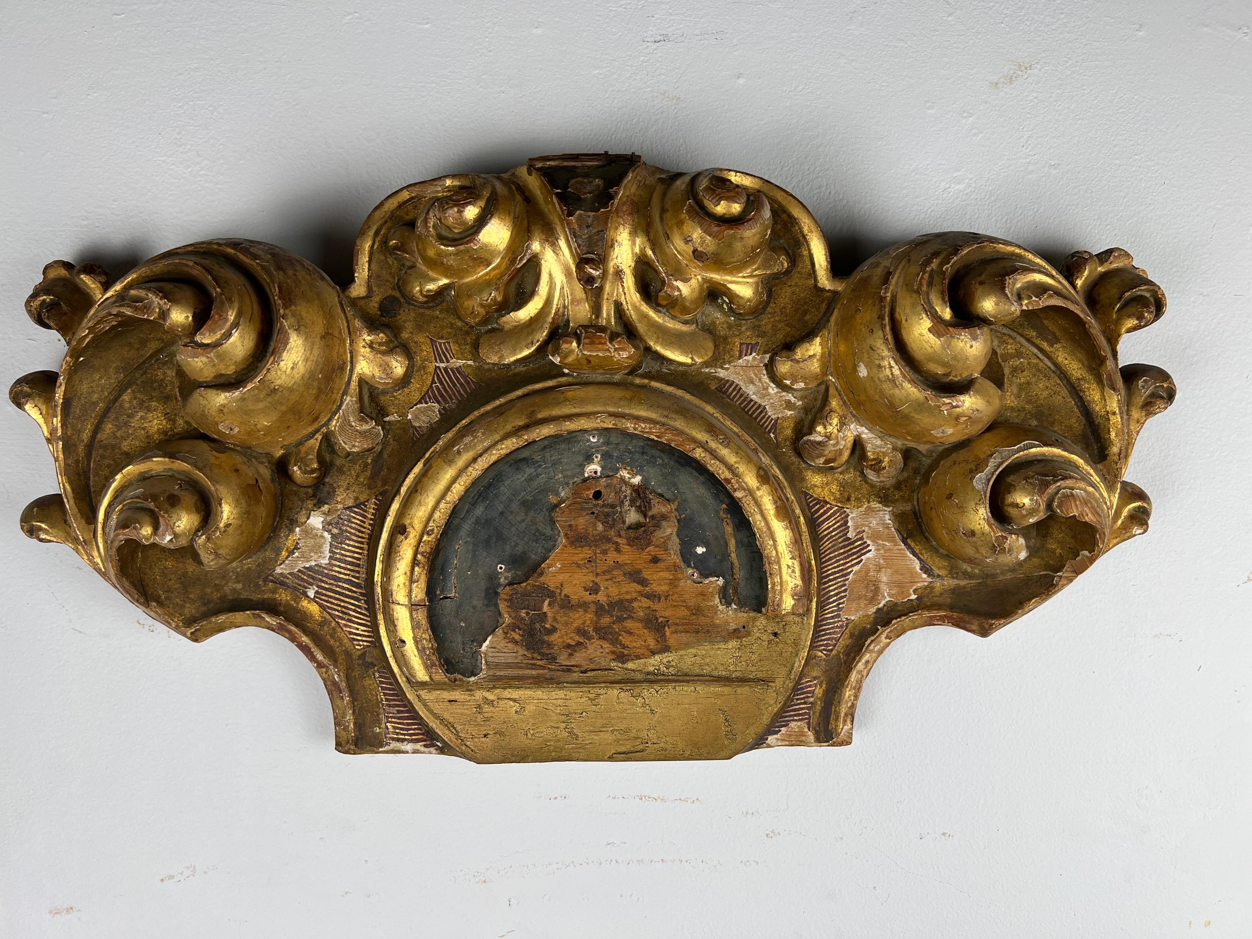 Baroque 19th c. Italian Giltwood Carved Fragment
