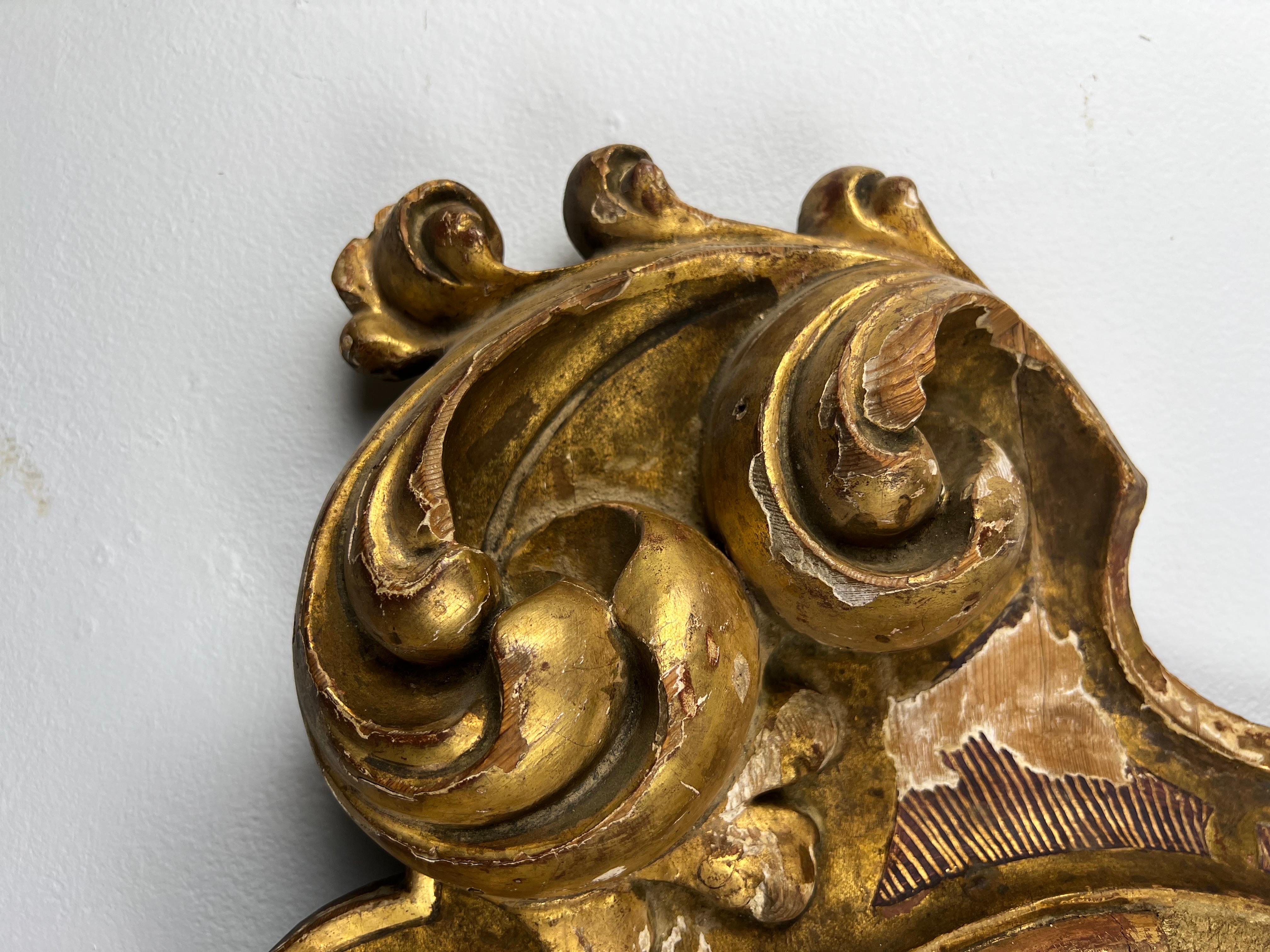 19th c. Italian Giltwood Carved Fragment 1
