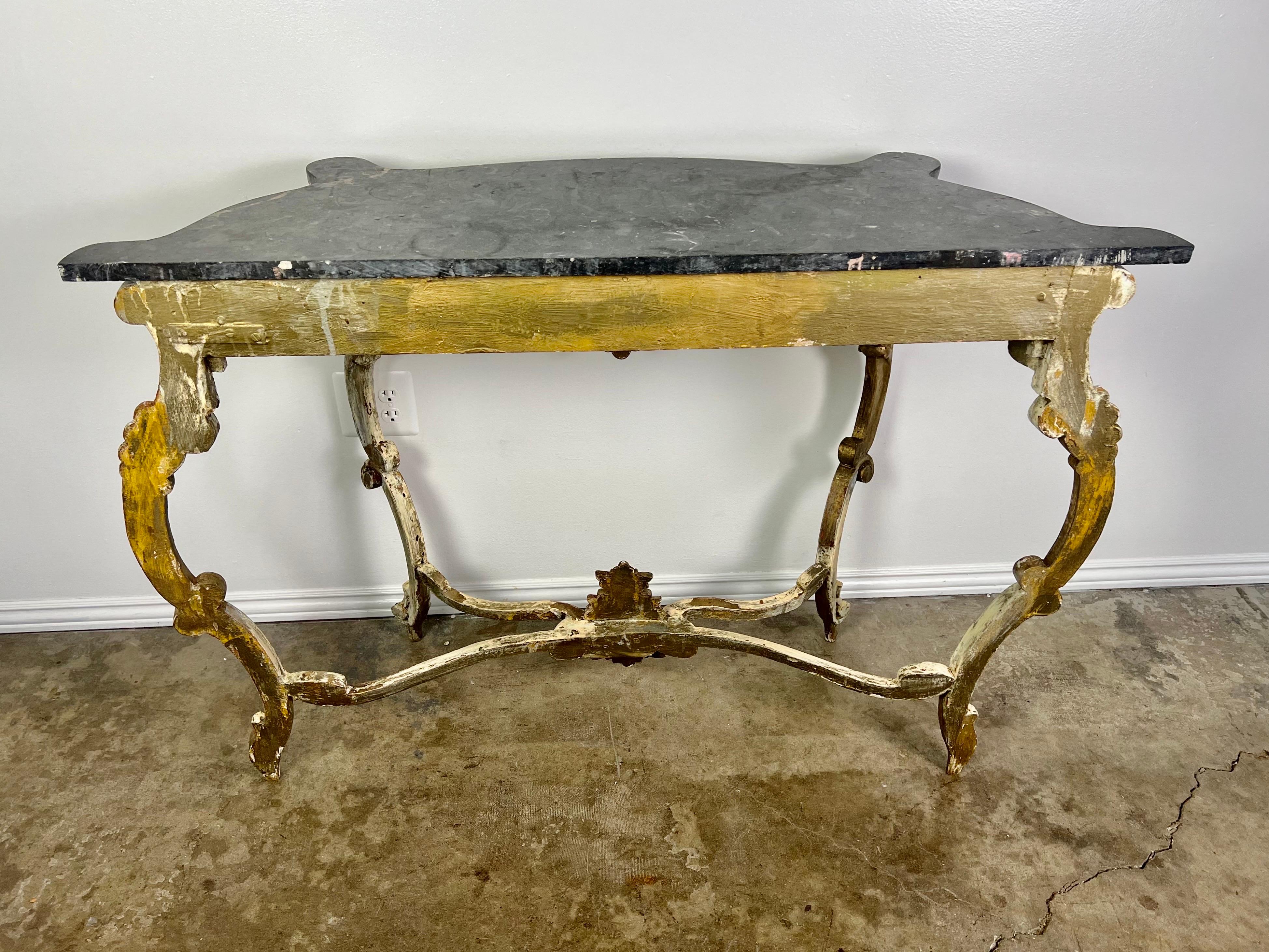 19th Century Italian Giltwood Console with Marble Top For Sale 7