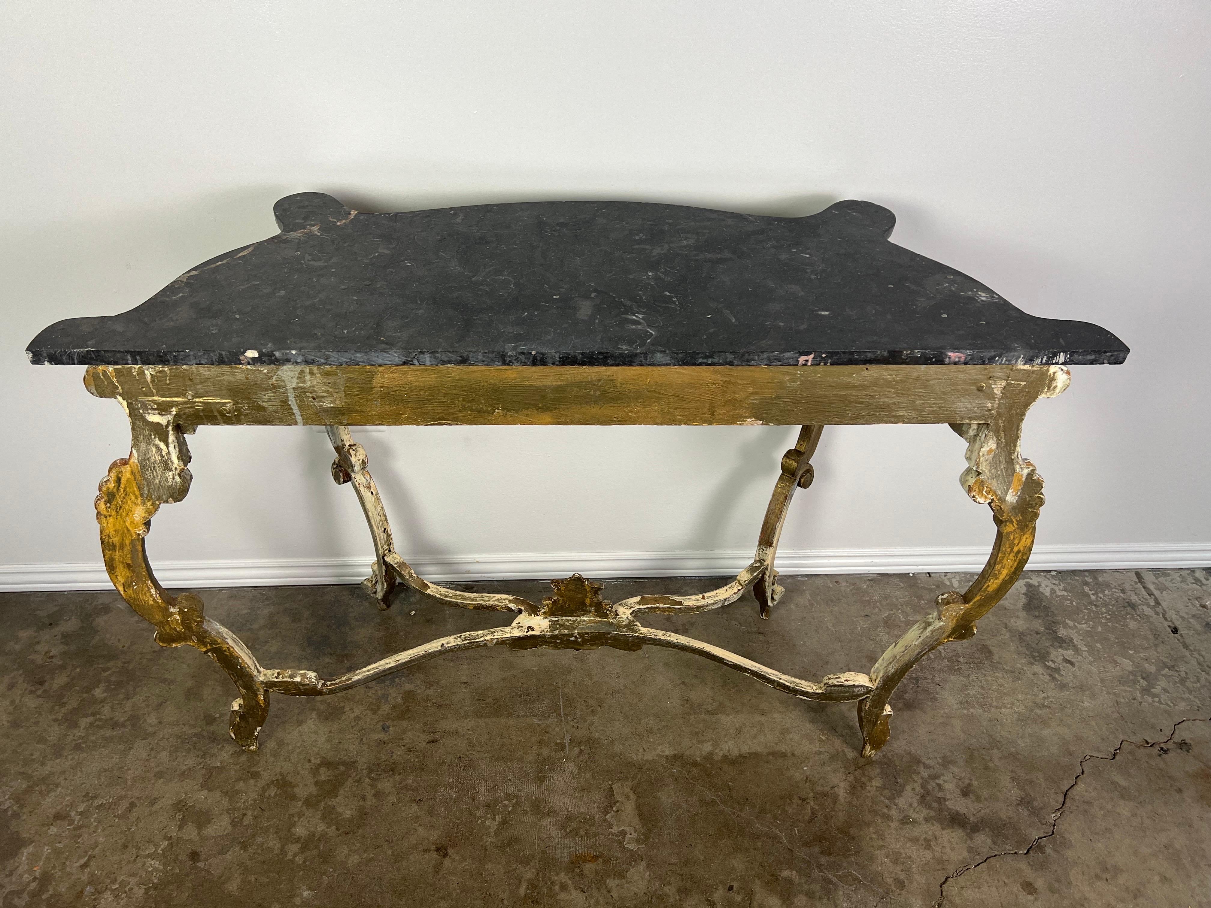 19th Century Italian Giltwood Console with Marble Top For Sale 8