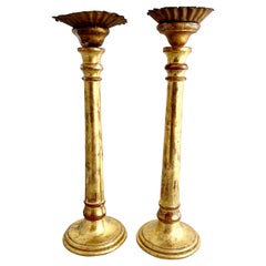 19th C. Italian Giltwood 
Iron Candlesticks