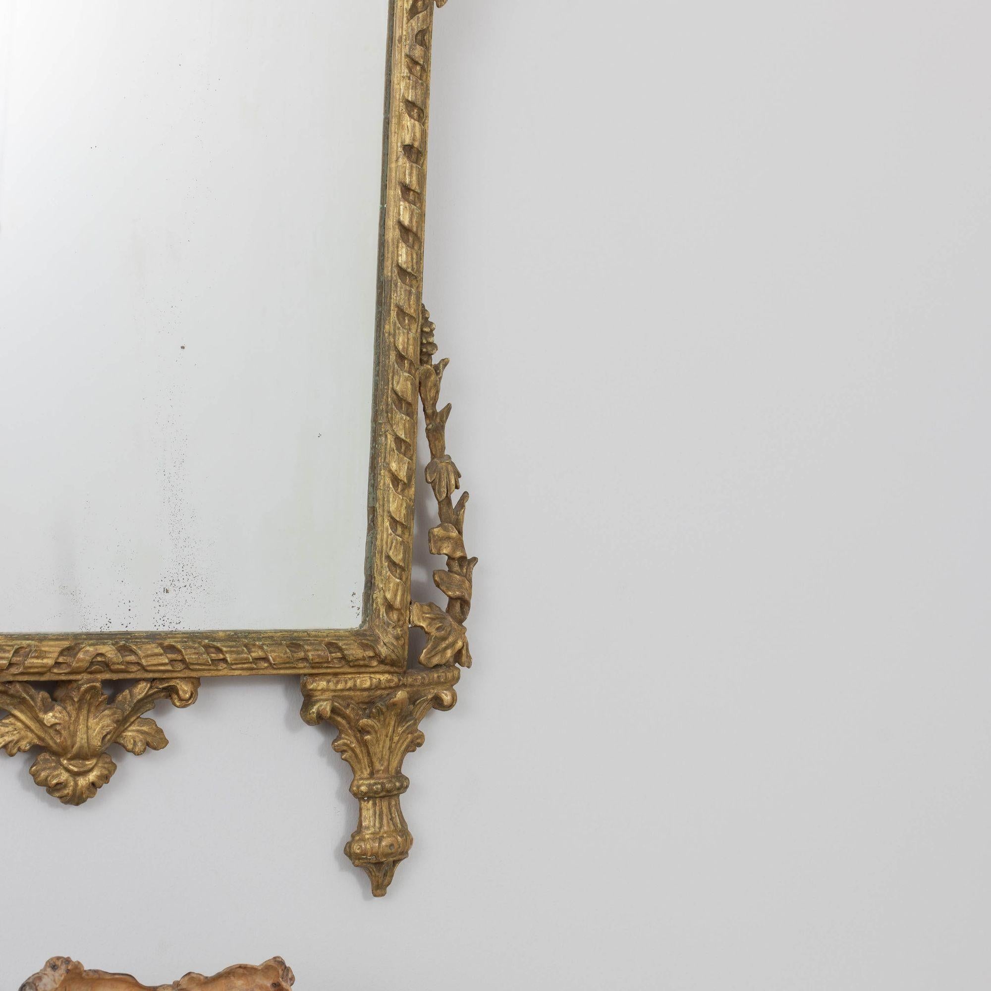 19th c. Italian Giltwood Mirror with Original Mirror Plate For Sale 5