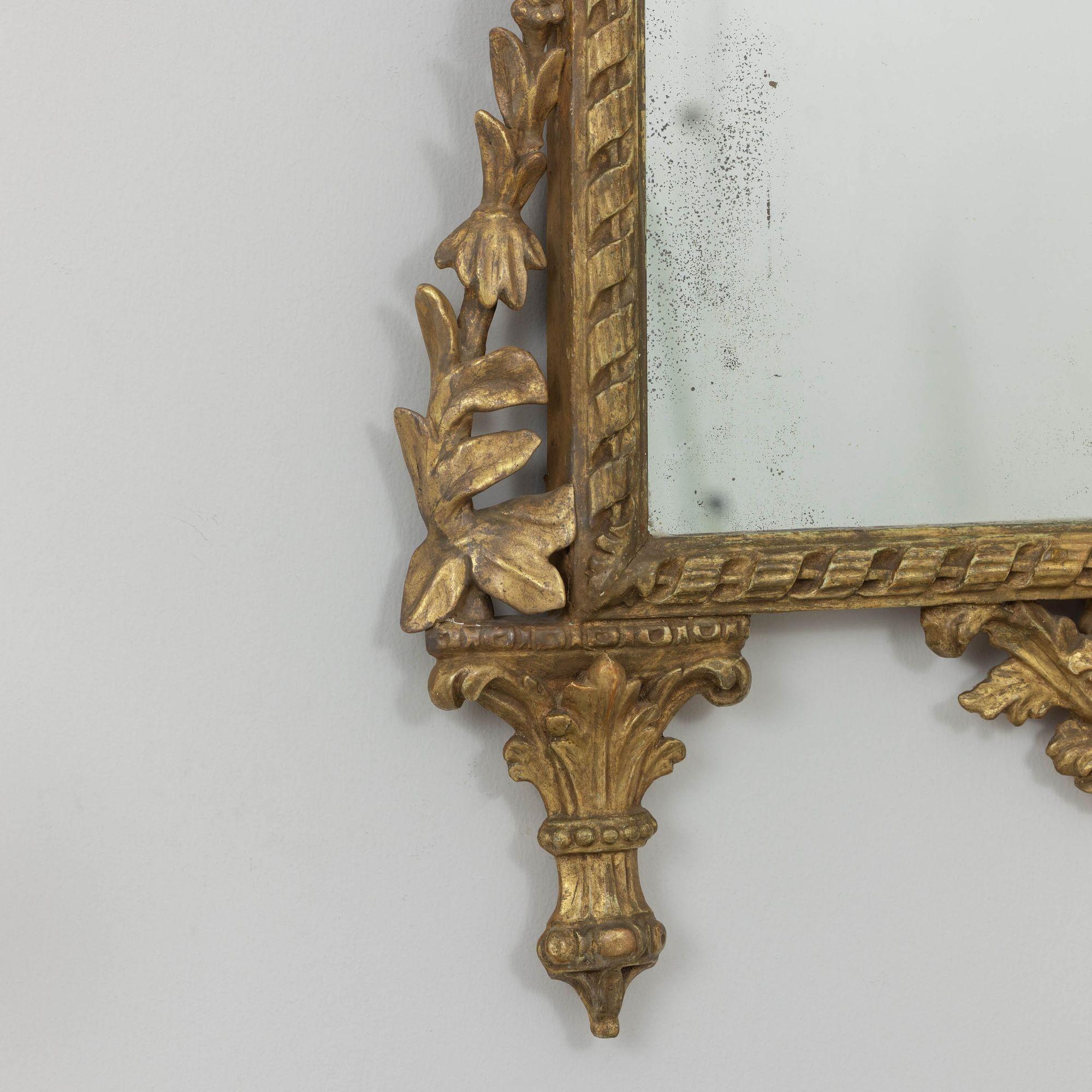 19th c. Italian Giltwood Mirror with Original Mirror Plate For Sale 7