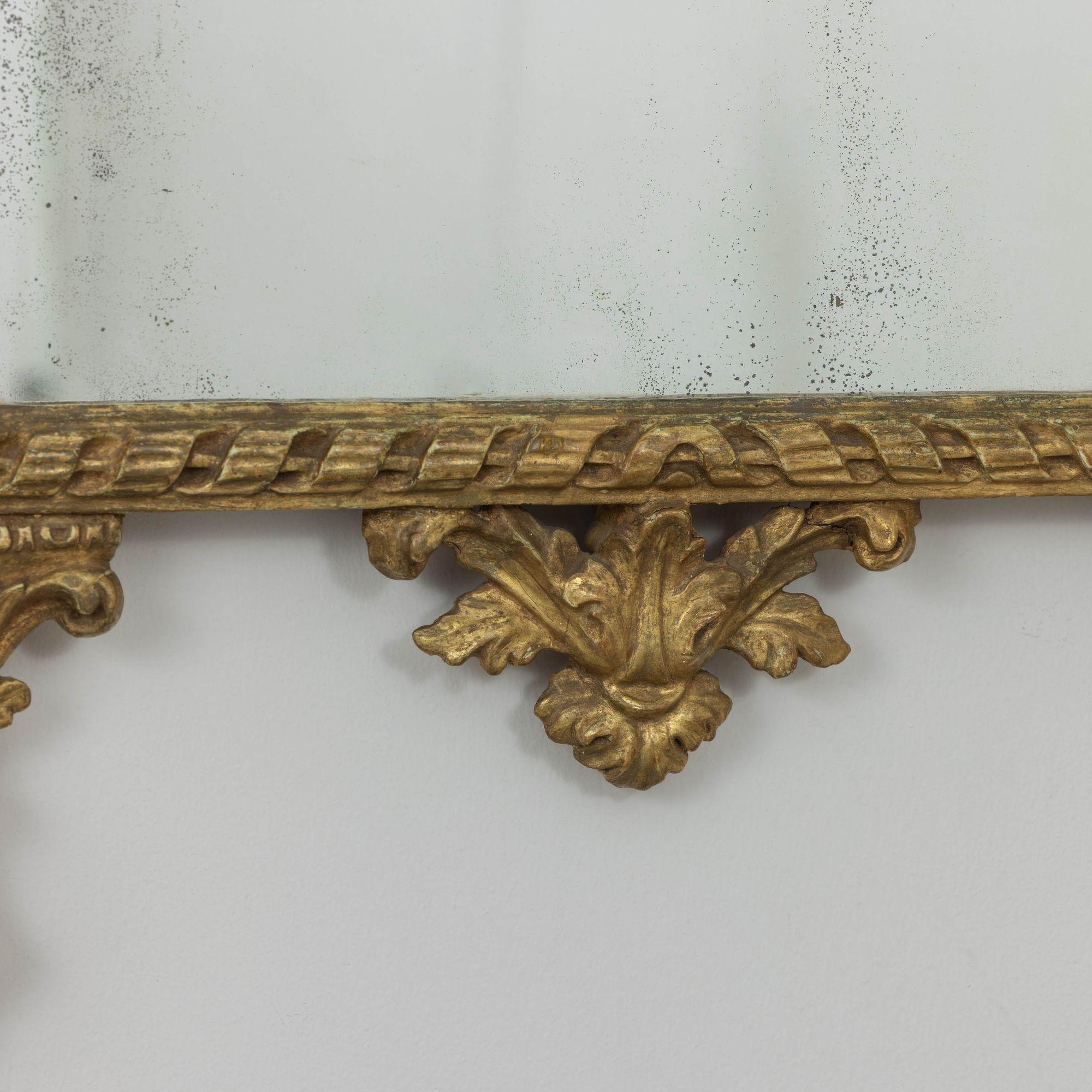 19. Jahrhundert. Italienischer Giltwood-Spiegel mit Original-Spiegelplatte im Angebot 9