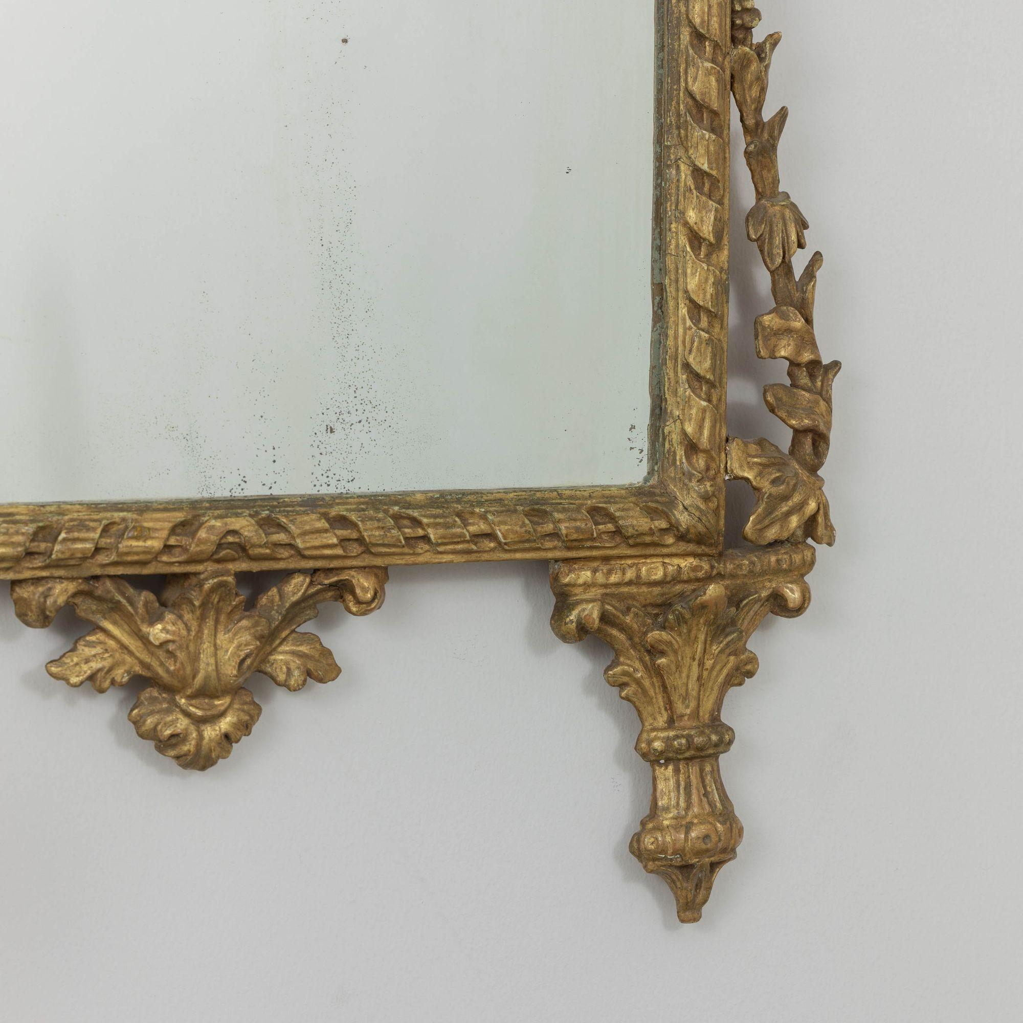 19th c. Italian Giltwood Mirror with Original Mirror Plate For Sale 9