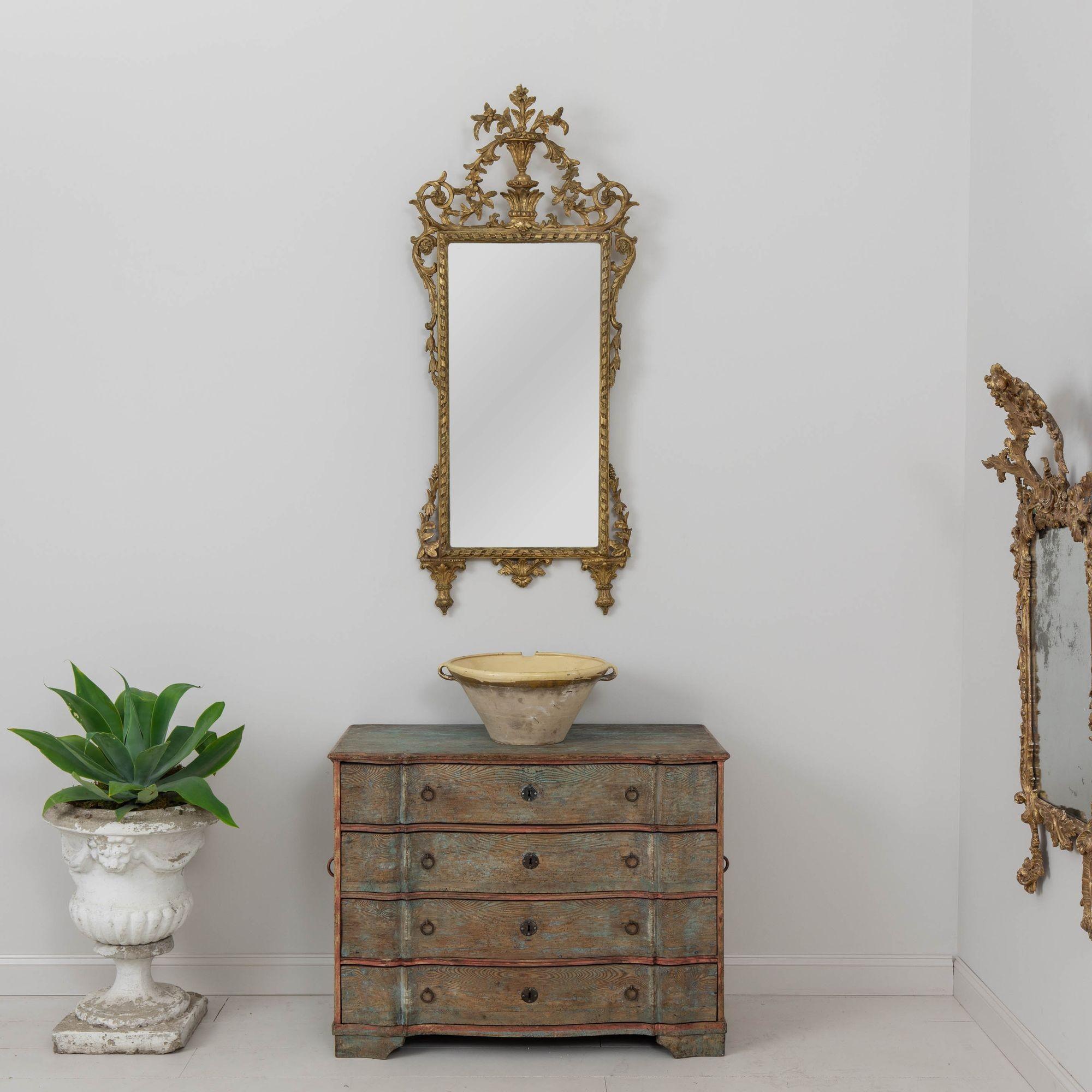 19th c. Italian Giltwood Mirror with Original Mirror Plate For Sale 10