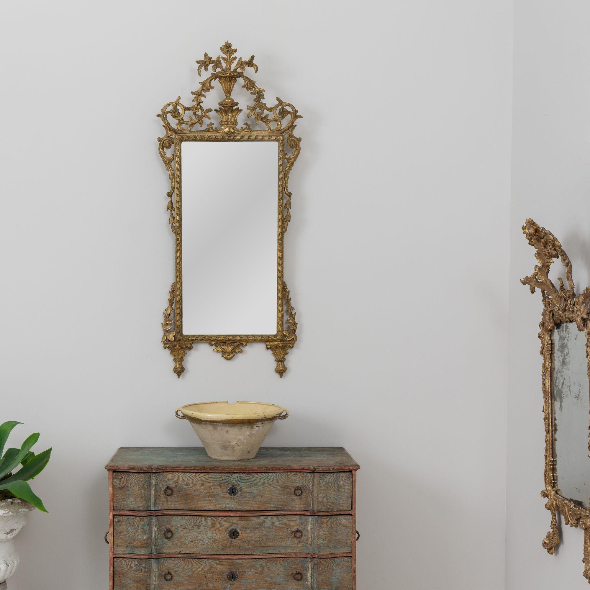 Neoclassical 19th c. Italian Giltwood Mirror with Original Mirror Plate For Sale