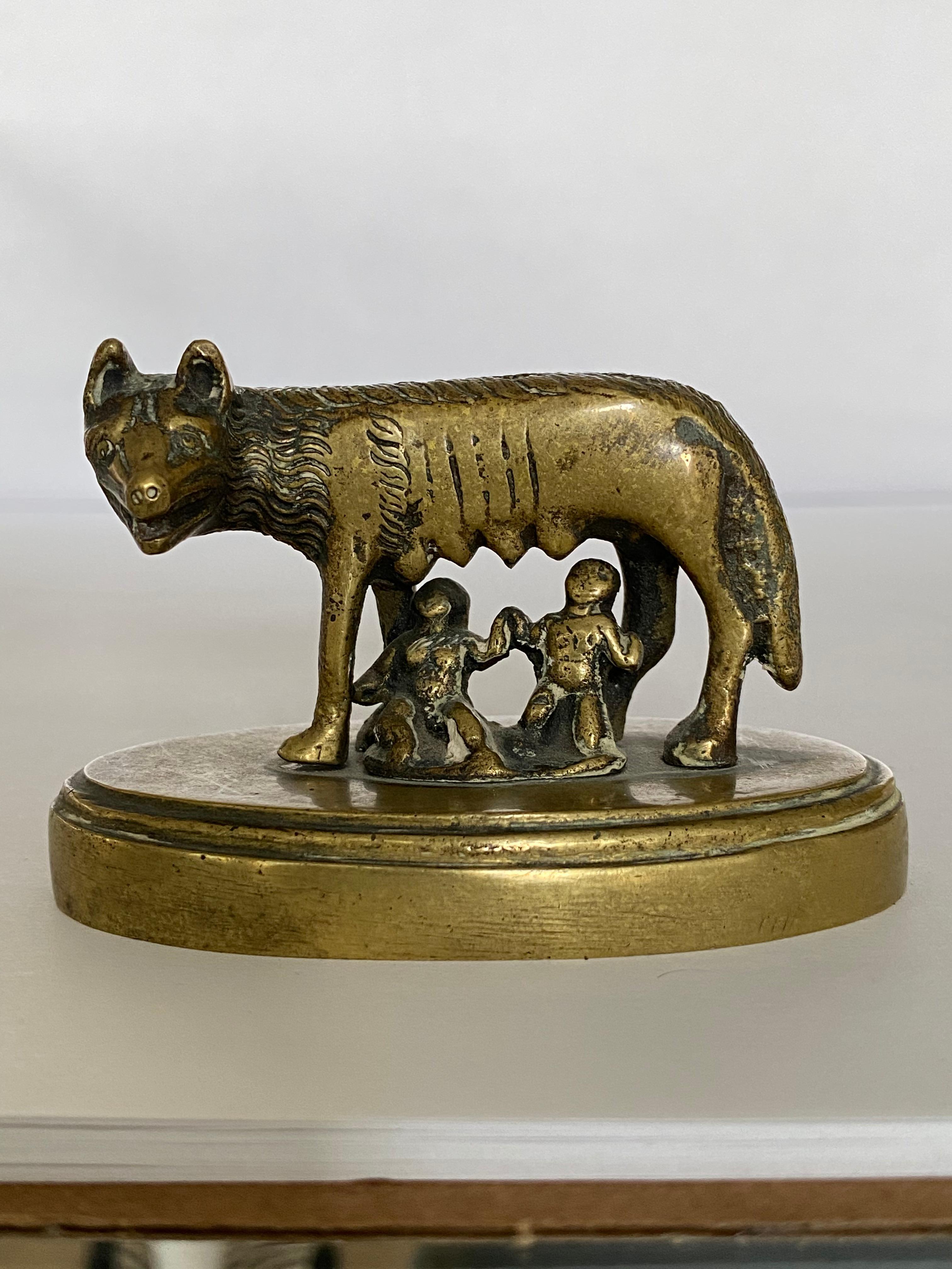 Classical Roman 19th Century Italian Grand Tour Bronze of Romulus and Remus with the She-Wolf