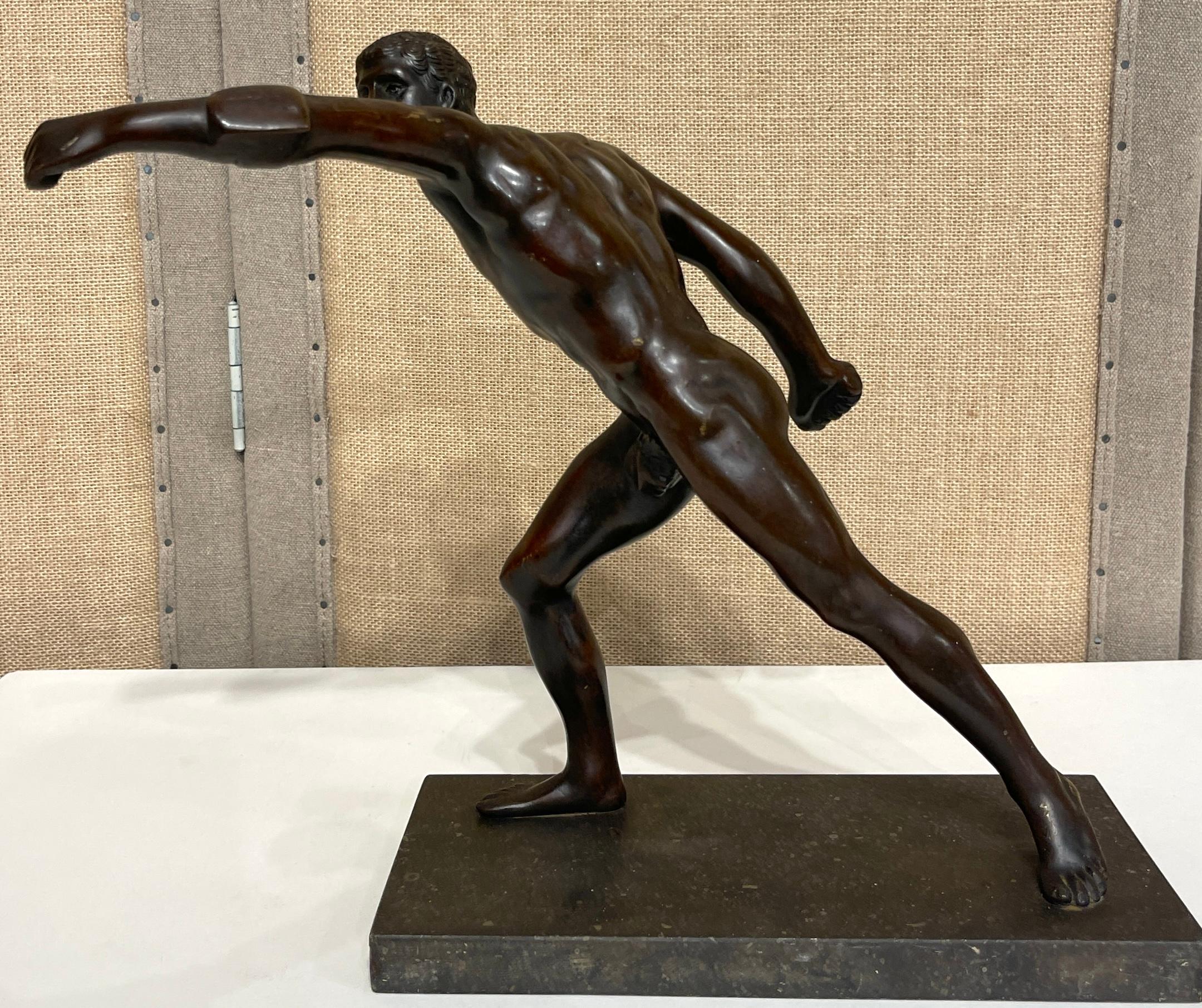 Cast 19th C. Italian Grand Tour Bronze of the Gladiator, After the Roman Antique For Sale