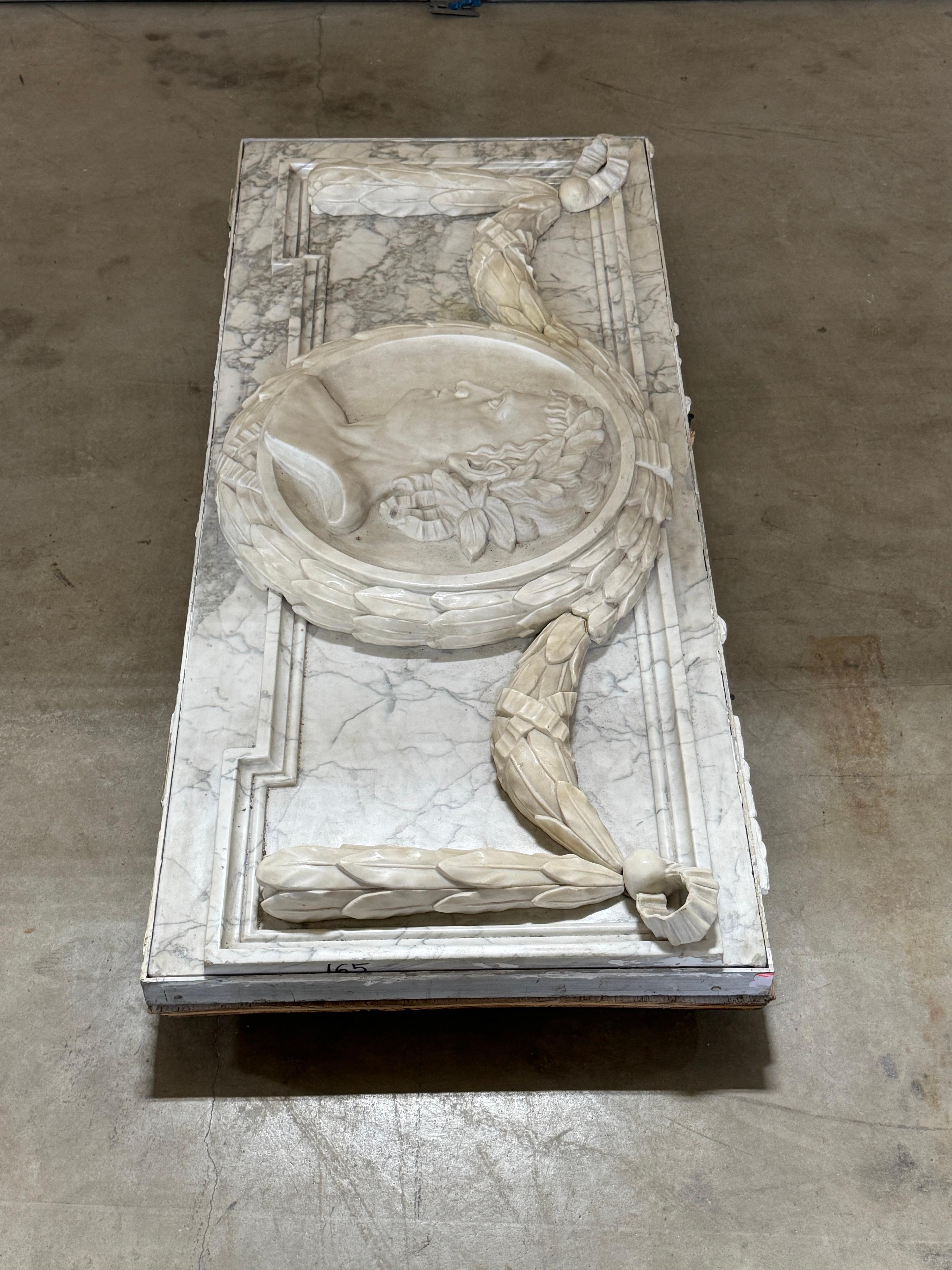 19th C. Italian Grand Tour Carved Marble Portrait Plaque Roman Emperor Titus For Sale 5