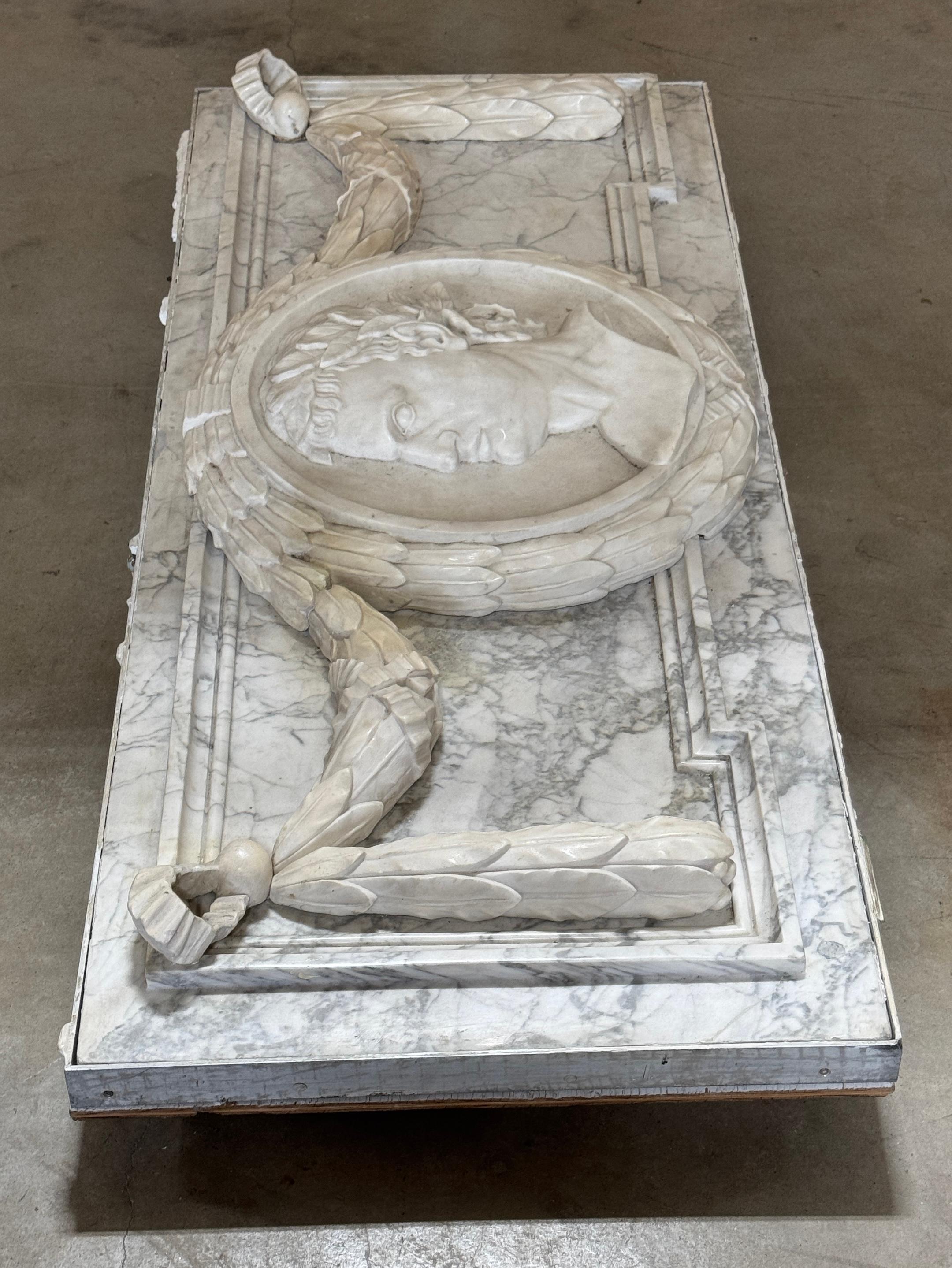19th C. Italian Grand Tour Carved Marble Portrait Plaque Roman Emperor Titus For Sale 7