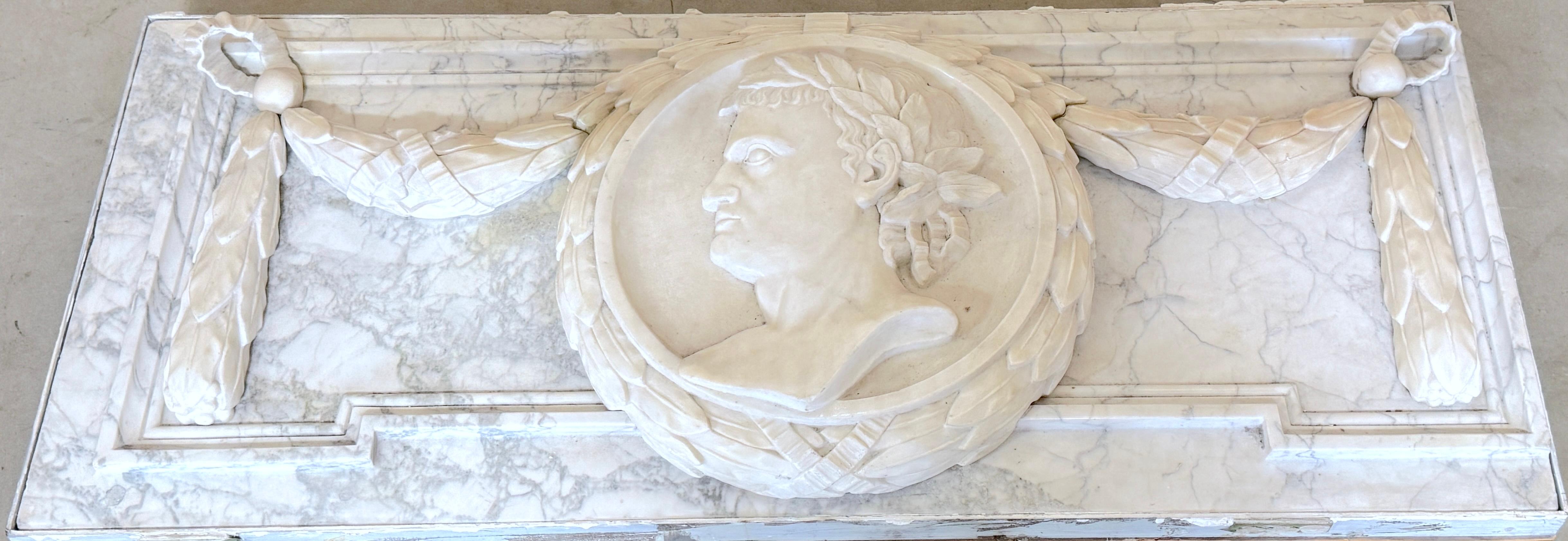 19th Century Italian Grand Tour Carved Marble Portrait Plaque Roman Emperor Titus

Italy, Circa 1880s

A fine example of 19th-century Italian Grand Tour, this masterwork carved marble portrait plaque of Roman Emperor Titus, circa 1880s. This