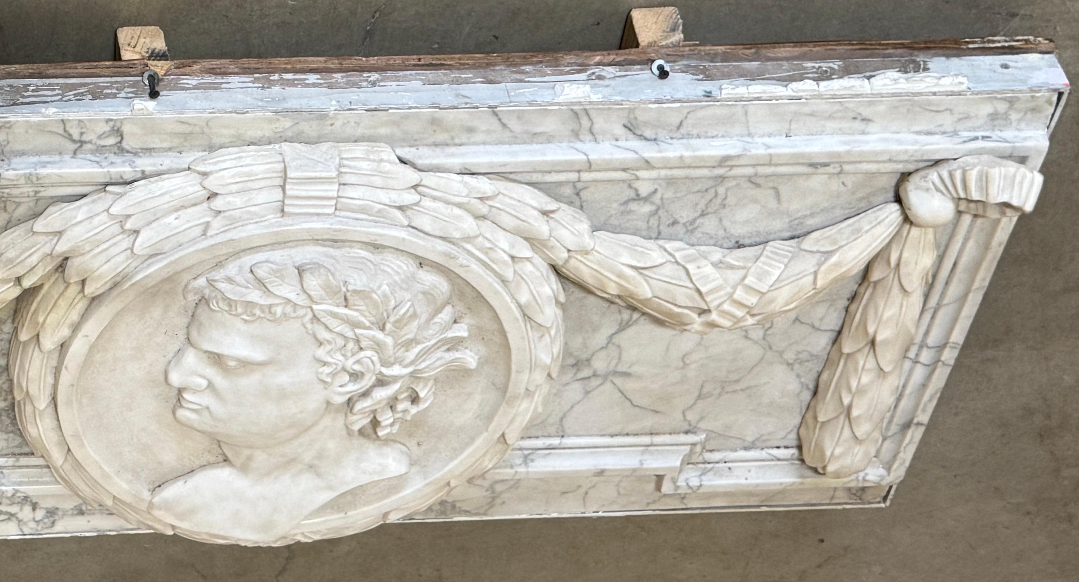19th C. Italian Grand Tour Carved Marble Portrait Plaque Roman Emperor Titus For Sale 2